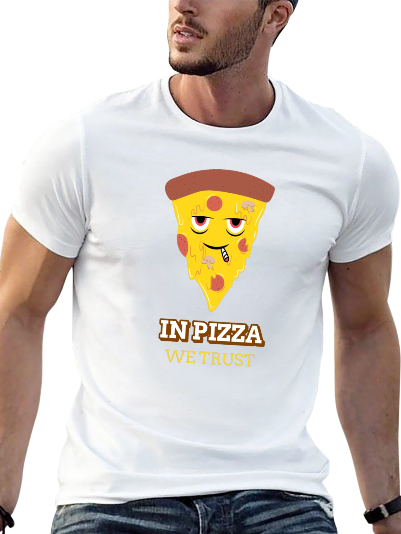 In Pizza We Trust Black Graphic Tee