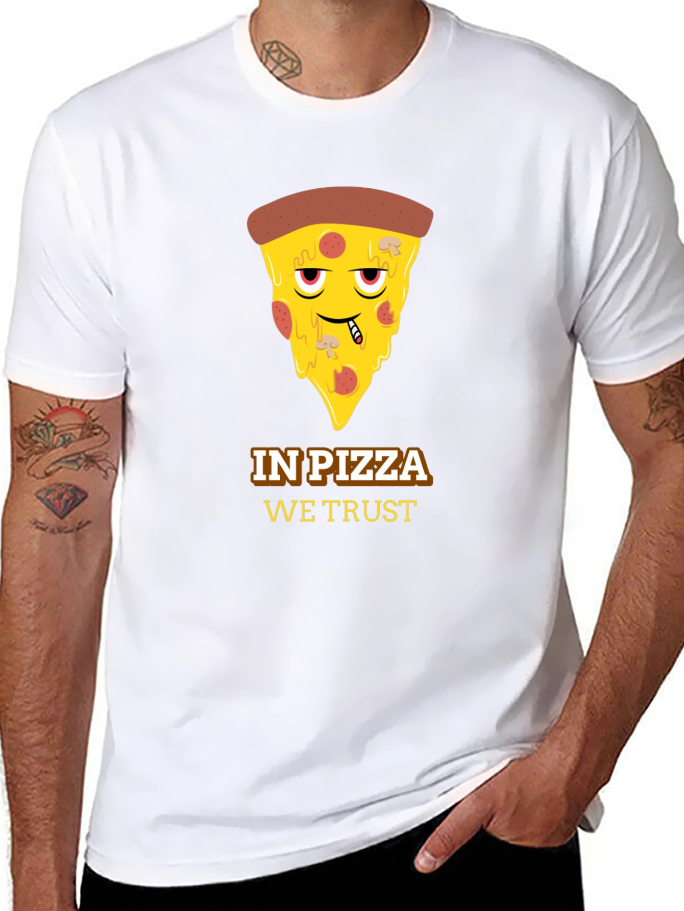 In Pizza We Trust Black Graphic Tee