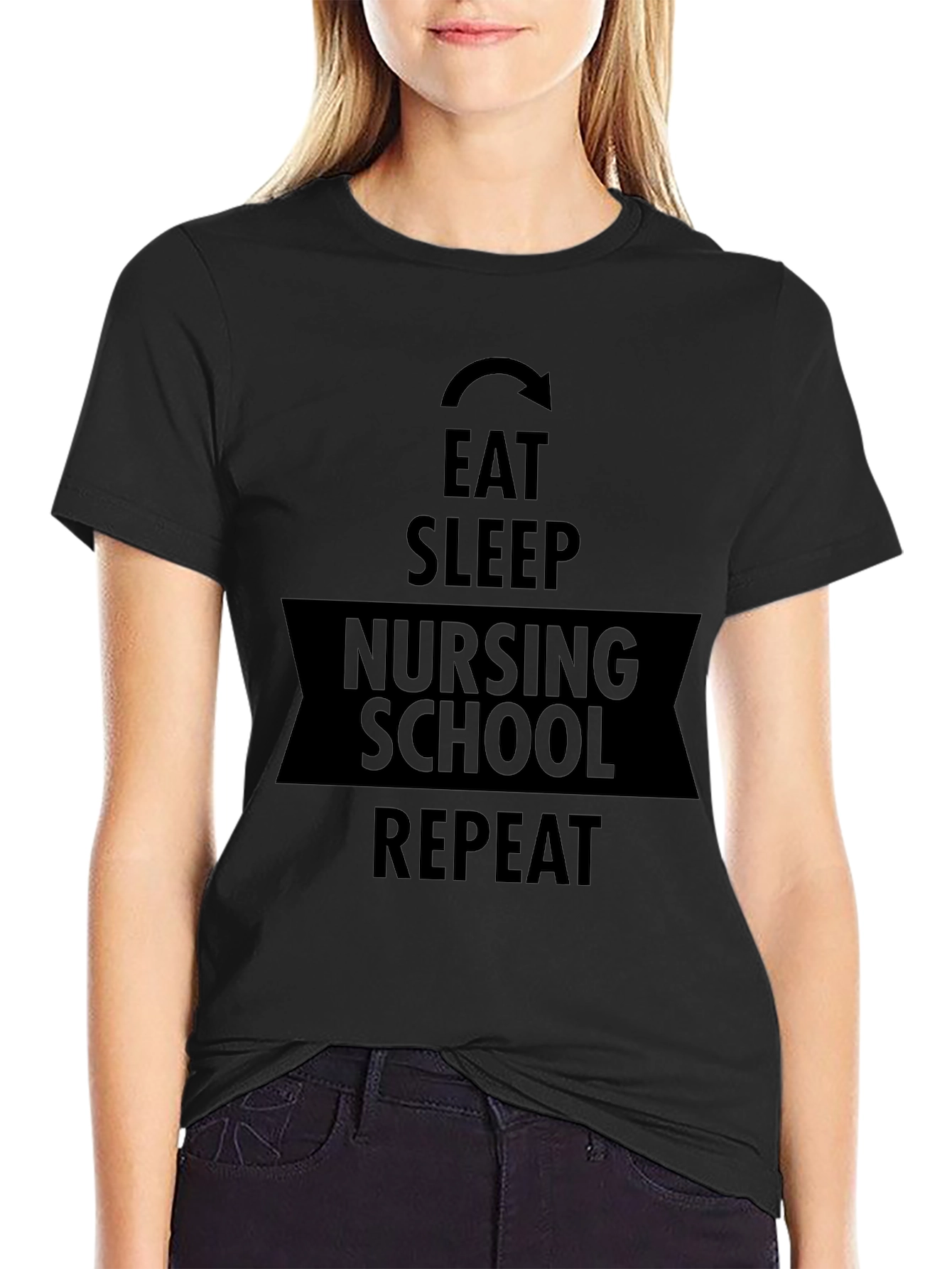 Eat Sleep Nursing School Repeat Graphic Tee