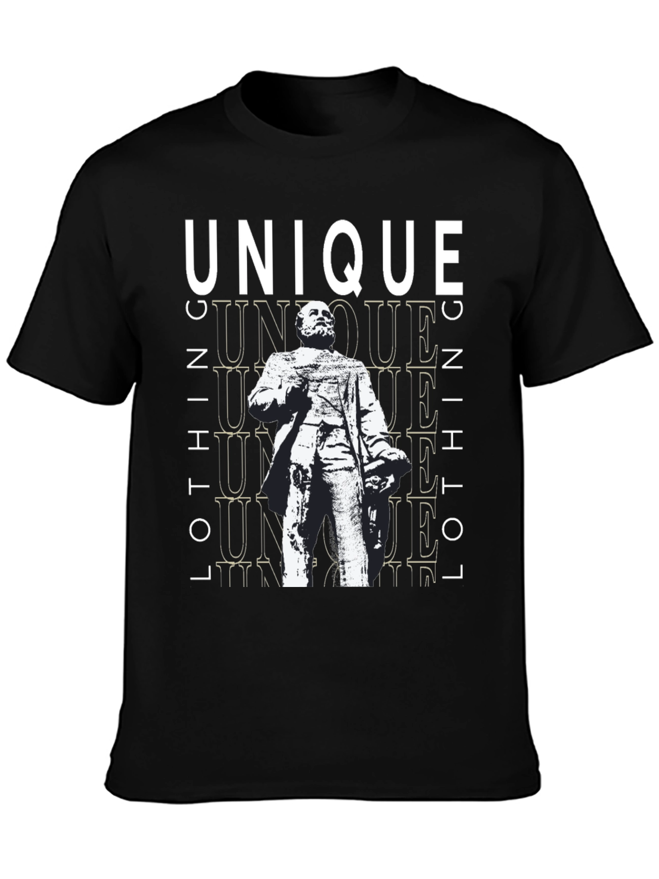 Unique Statue Graphic Black T-Shirt