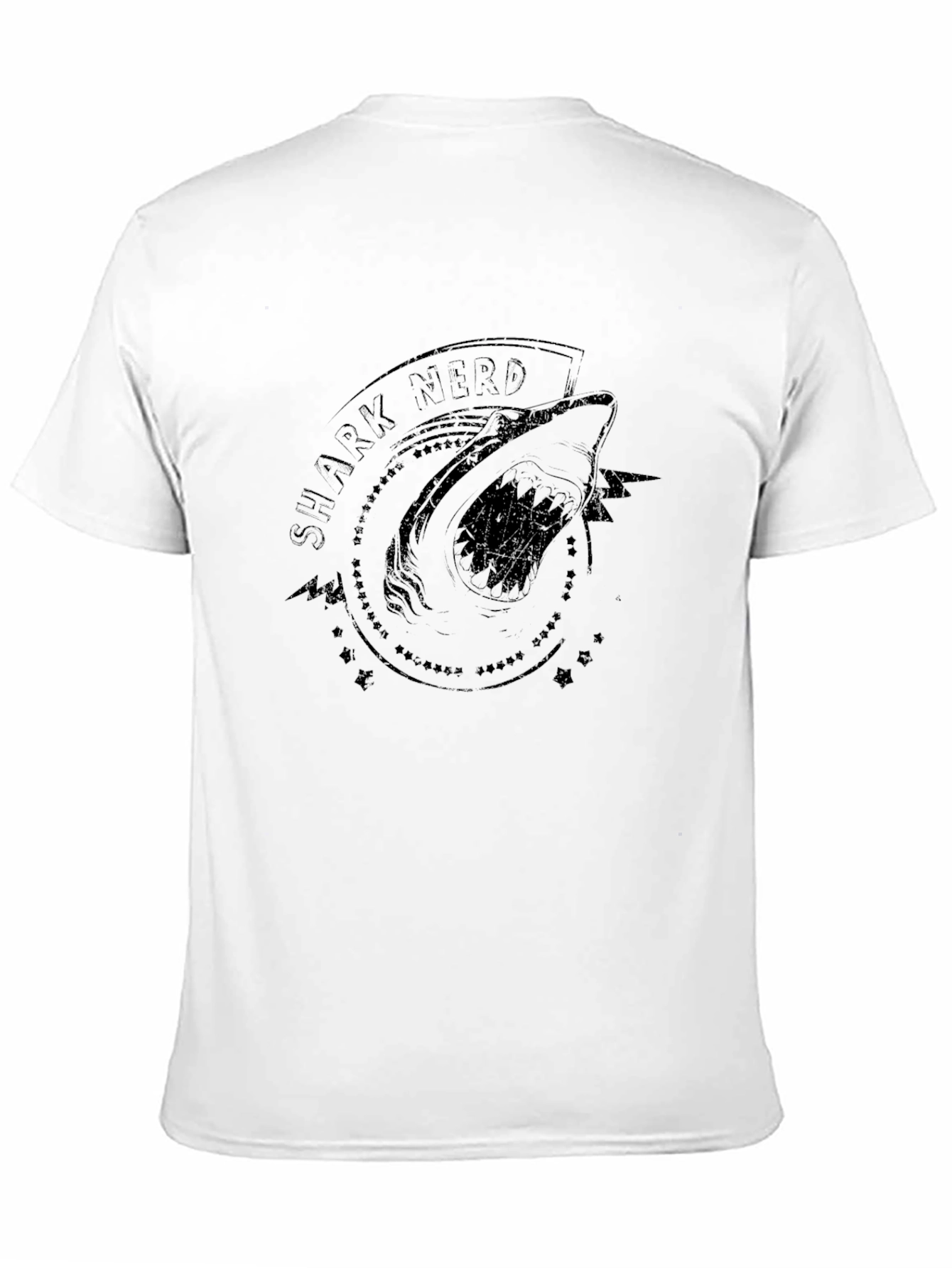 Shark Nerd Graphic Tee - Black Cotton T-Shirt