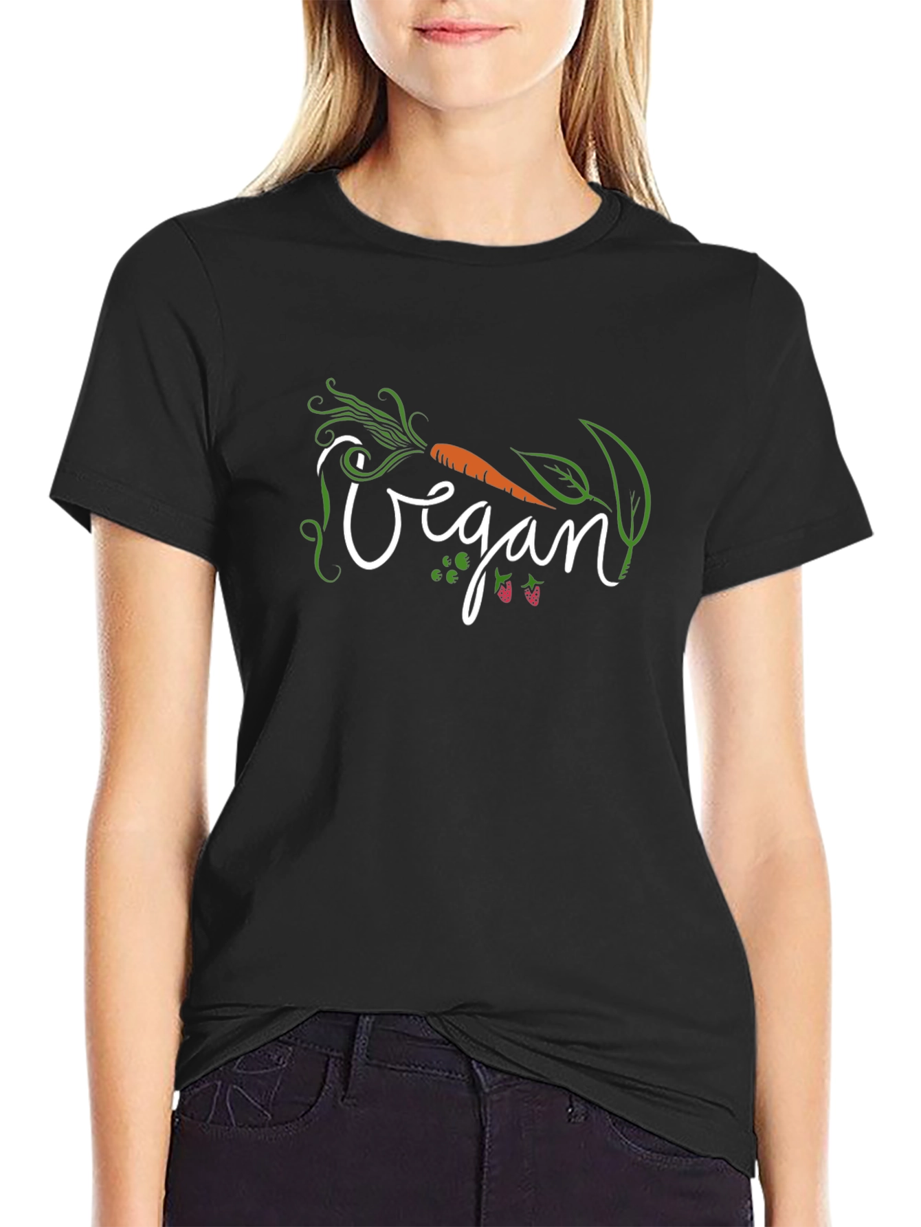 Vegan Graphic Tee - Black Cotton Shirt