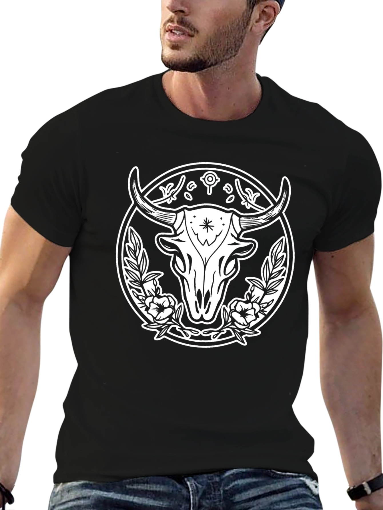 Bull Skull Graphic T-Shirt - Western Style Tee
