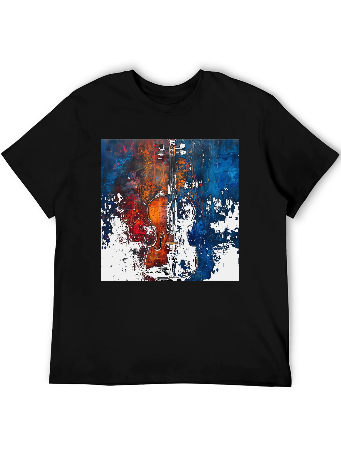 Abstract Violin Graphic Tee - Artistic Musician Shirt