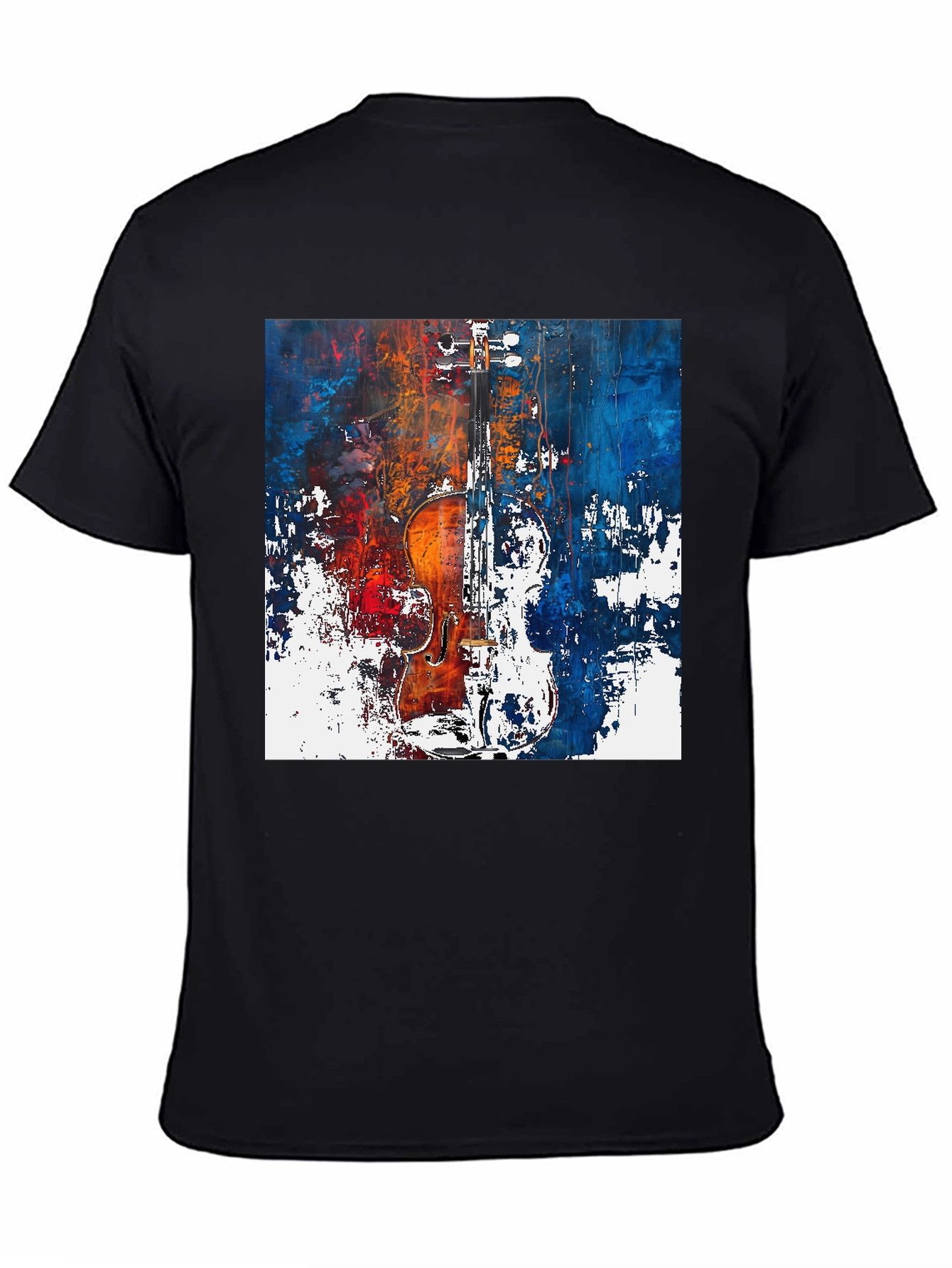 Abstract Violin Graphic Tee - Artistic Musician Shirt