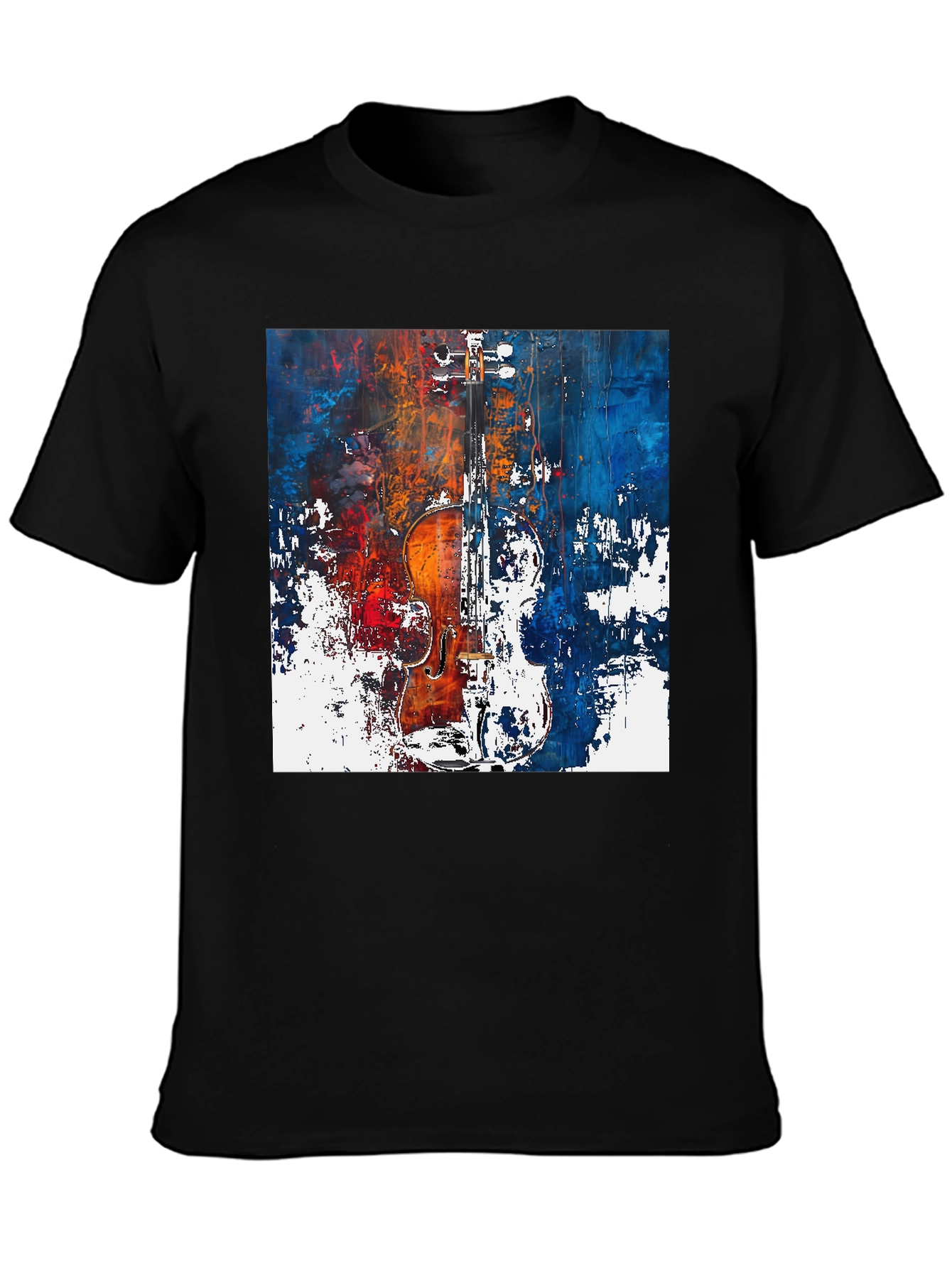 Abstract Violin Graphic Tee - Artistic Musician Shirt
