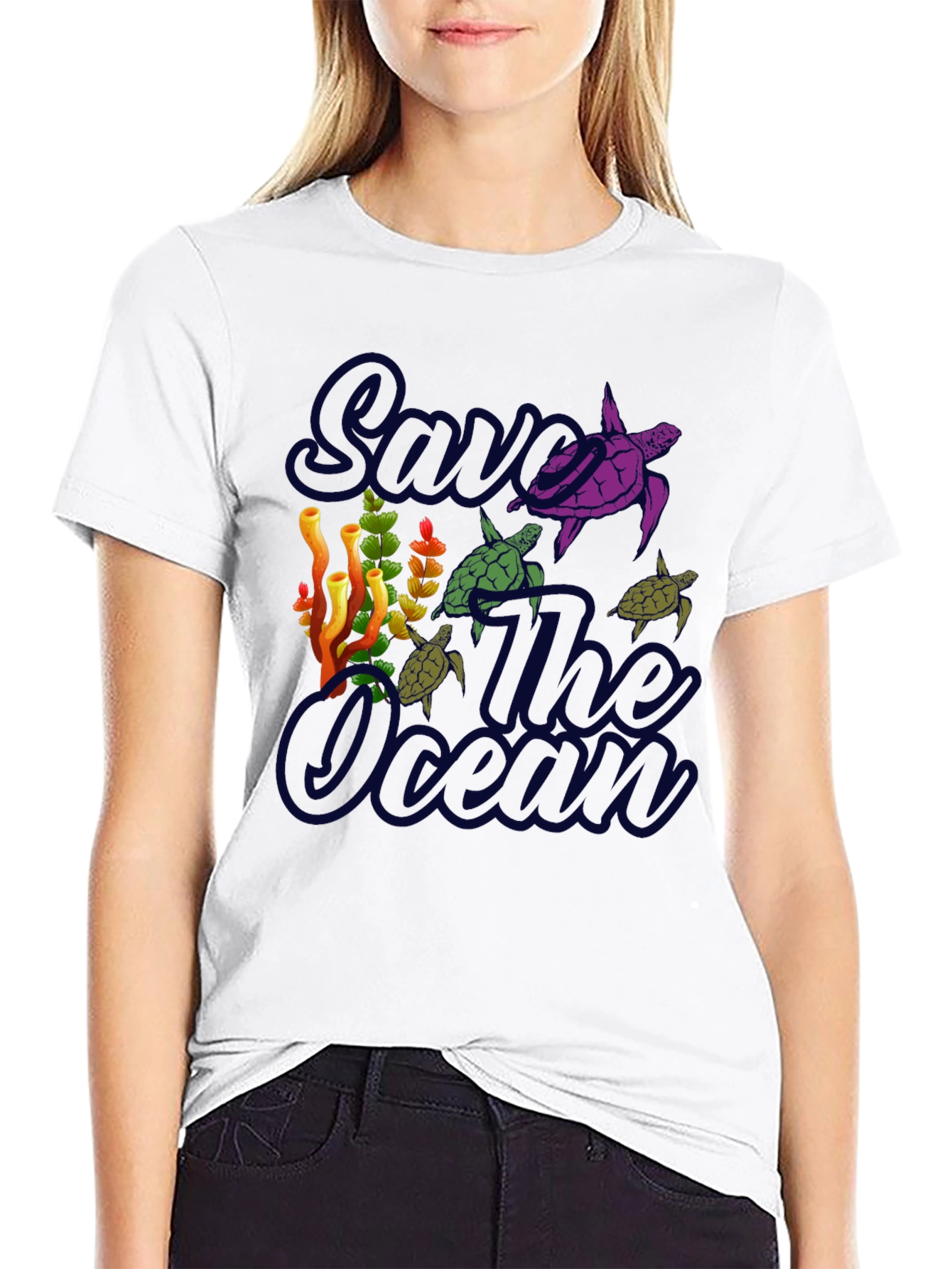 Save the Ocean Turtle Graphic T-Shirt