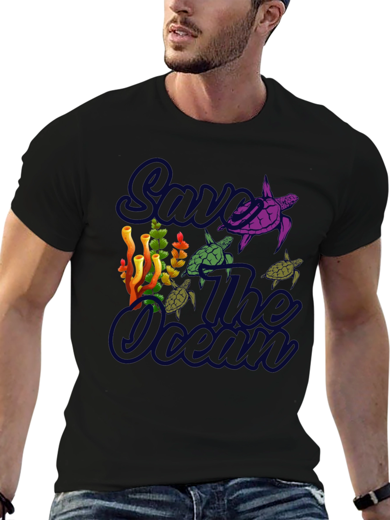 Save the Ocean Turtle Graphic T-Shirt