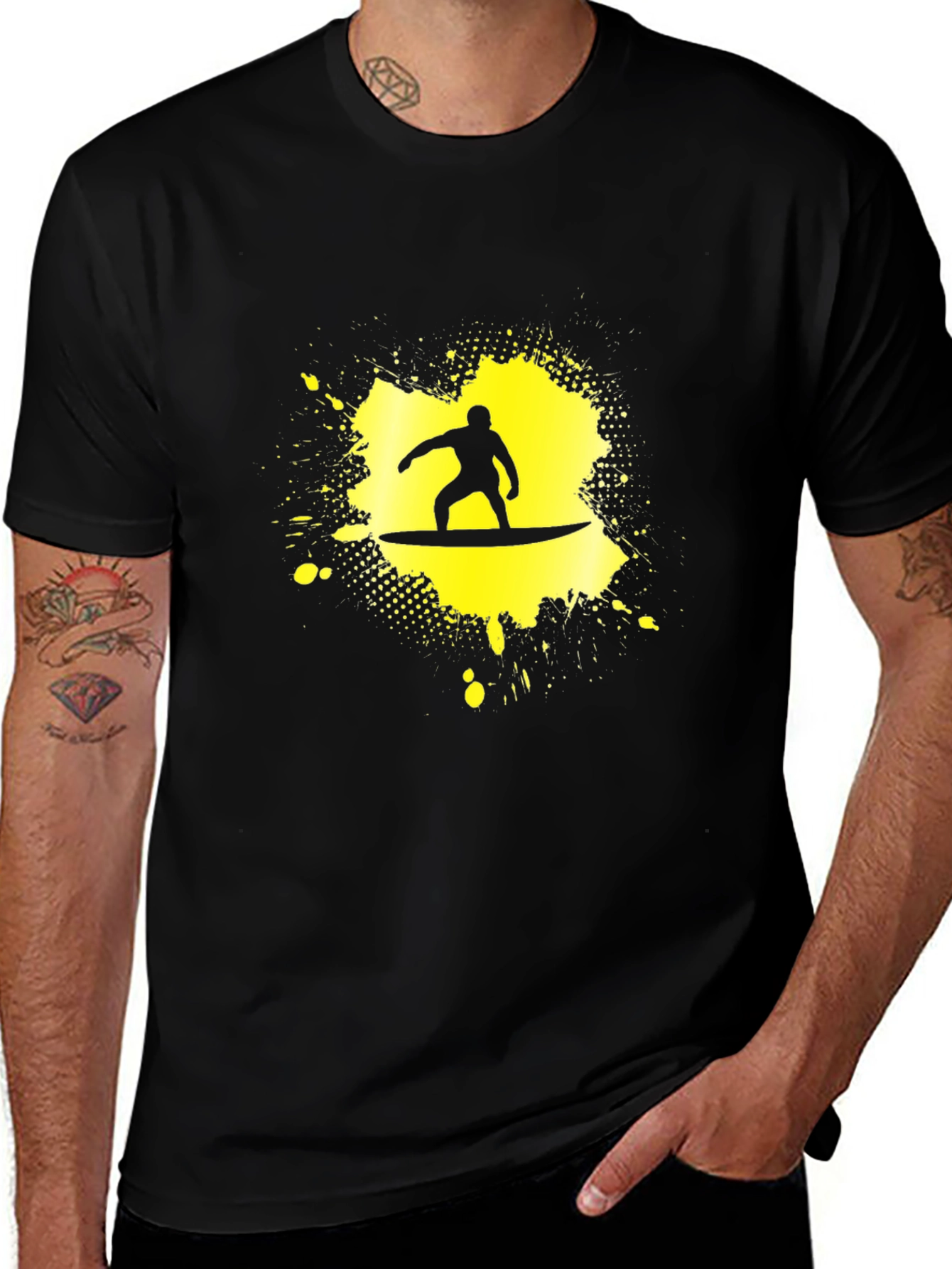 Surfer Graphic Black T-Shirt