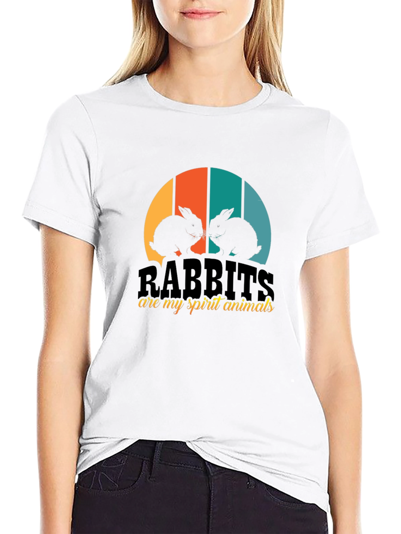 Rabbits Are My Spirit Animals Black T-Shirt