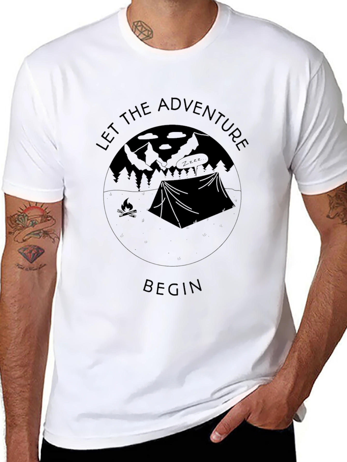 Let the Adventure Begin Black Graphic T-Shirt