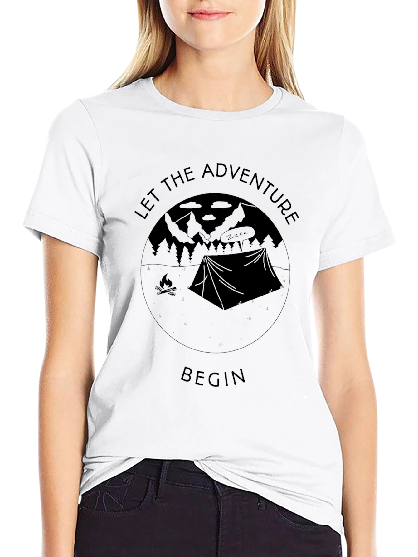 Let the Adventure Begin Black Graphic T-Shirt