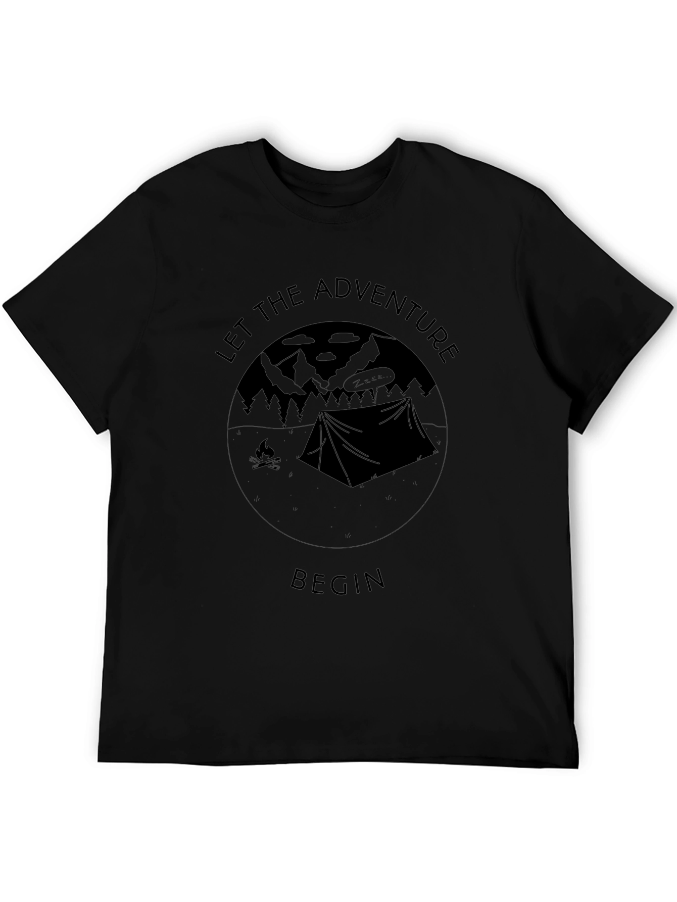 Let the Adventure Begin Black Graphic T-Shirt