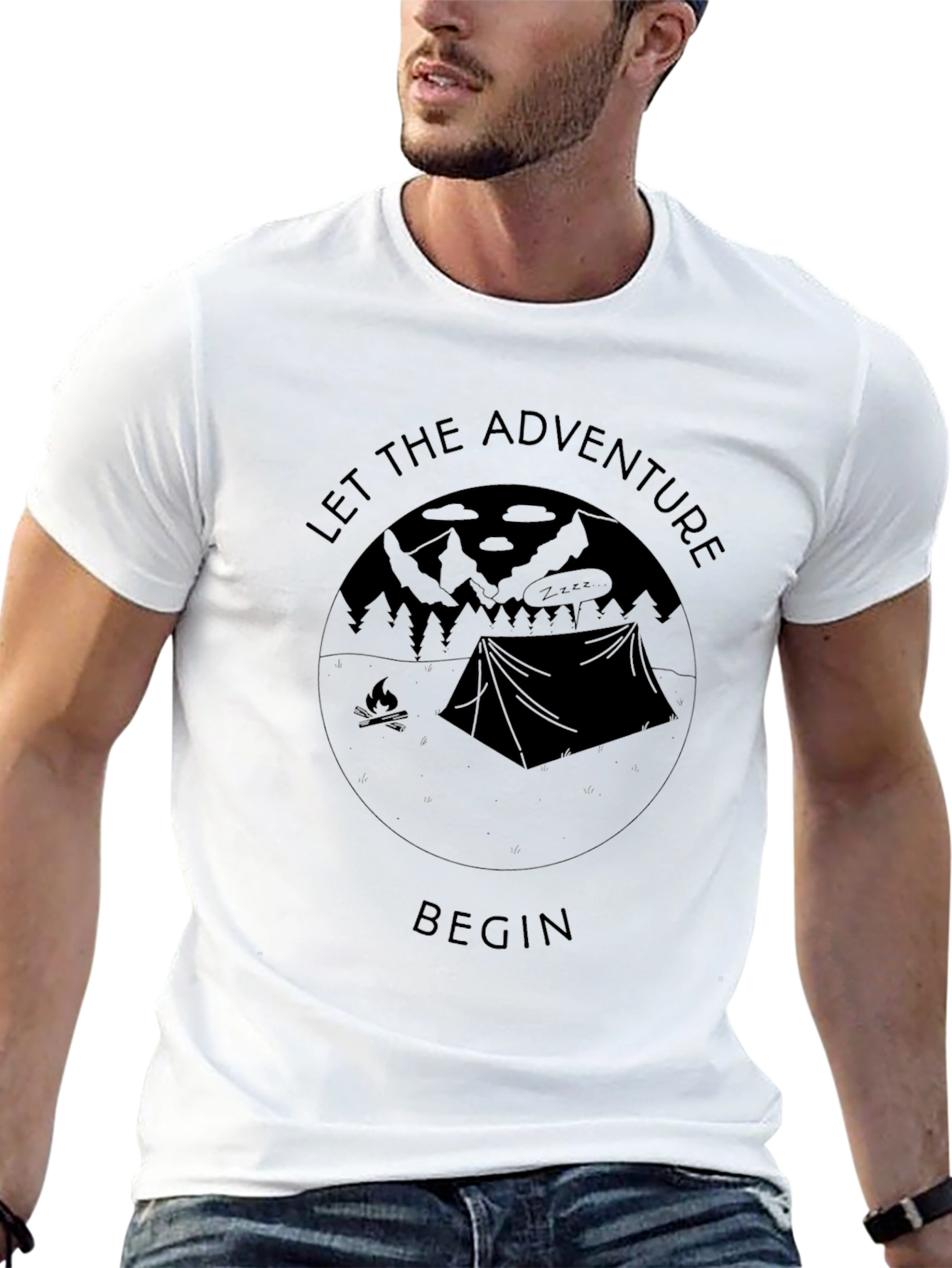 Let the Adventure Begin Black Graphic T-Shirt