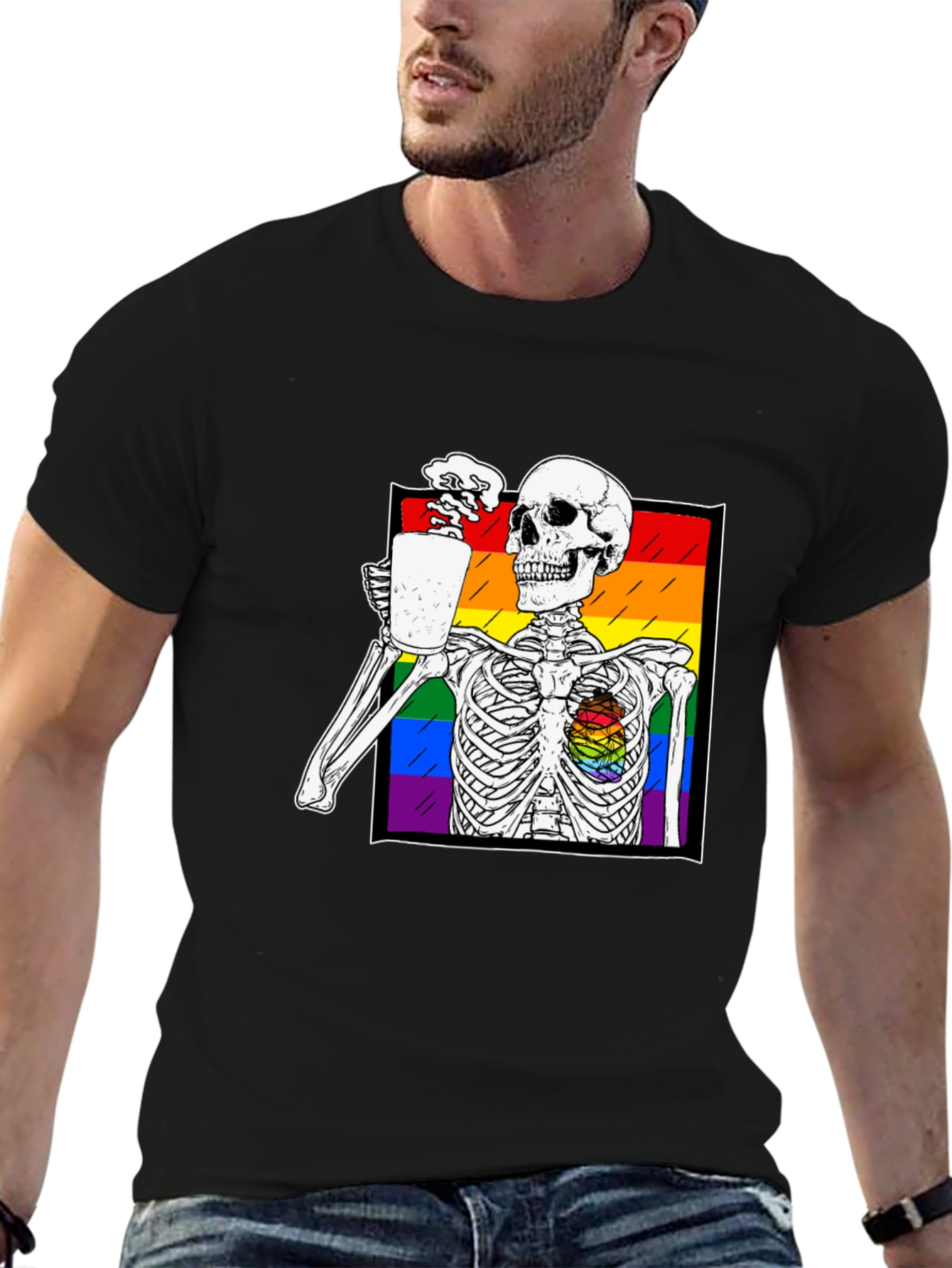 Rainbow Skeleton Coffee T-Shirt