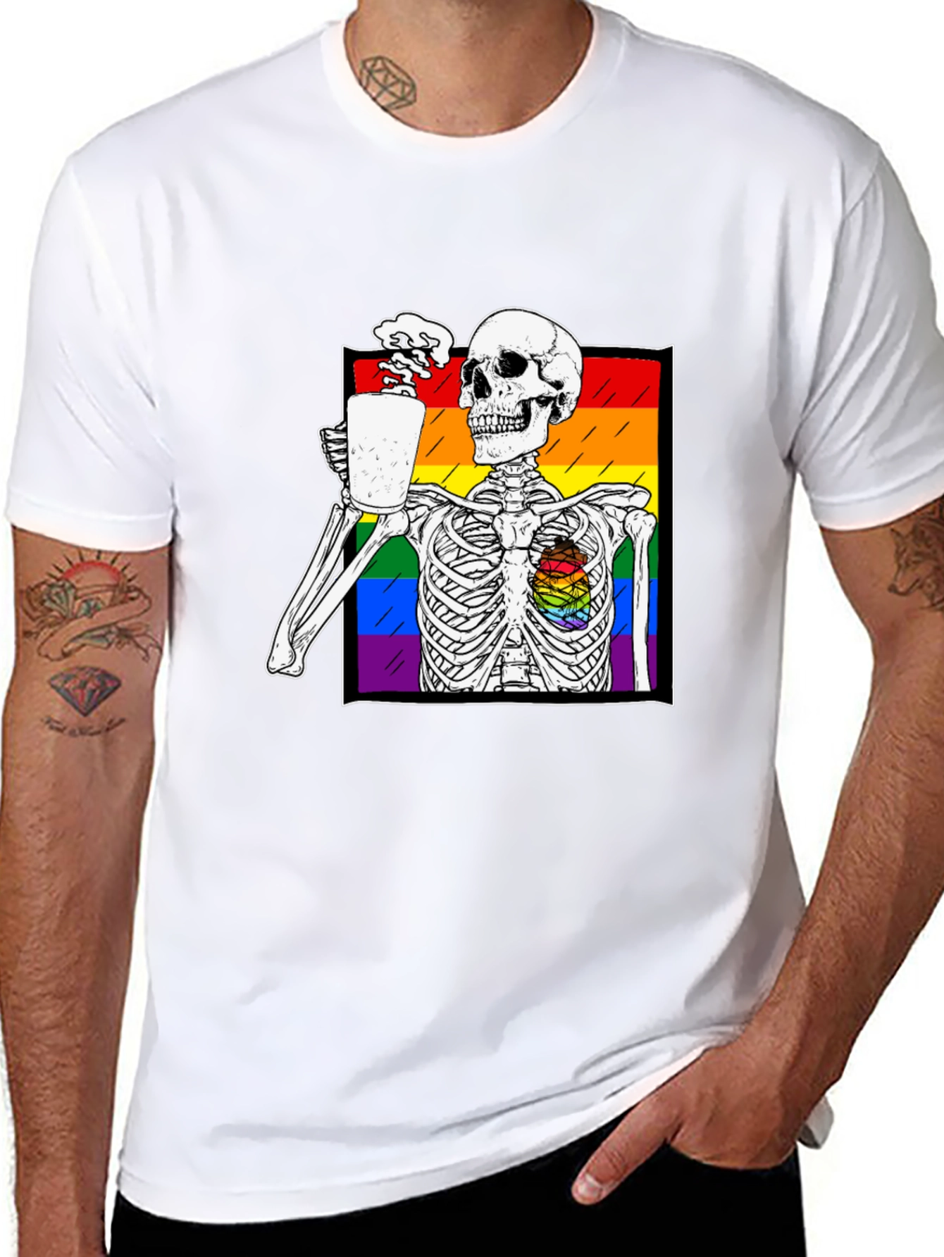 Rainbow Skeleton Coffee T-Shirt