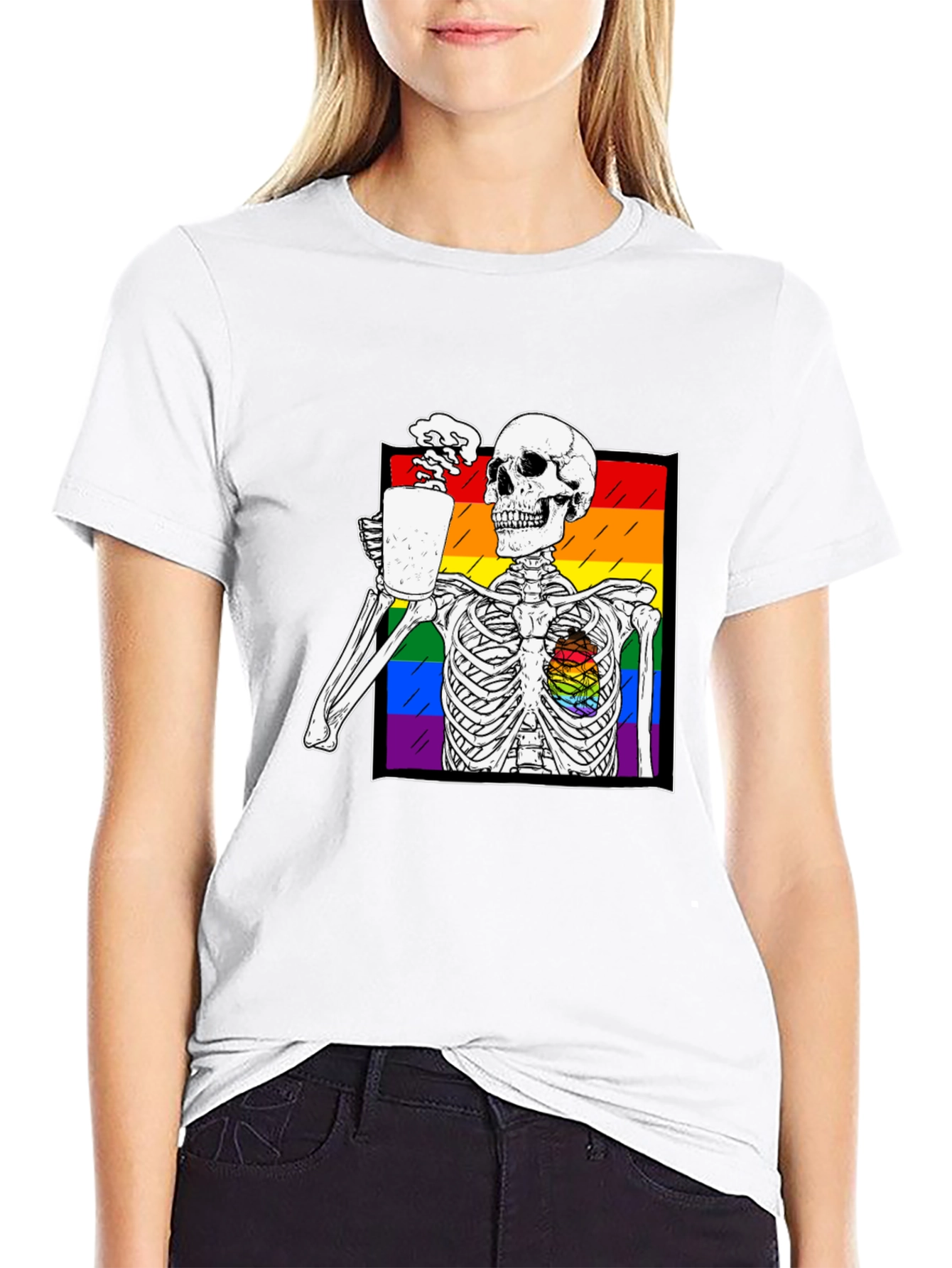 Rainbow Skeleton Coffee T-Shirt