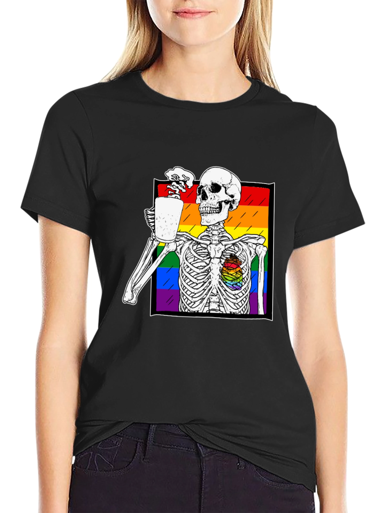 Rainbow Skeleton Coffee T-Shirt