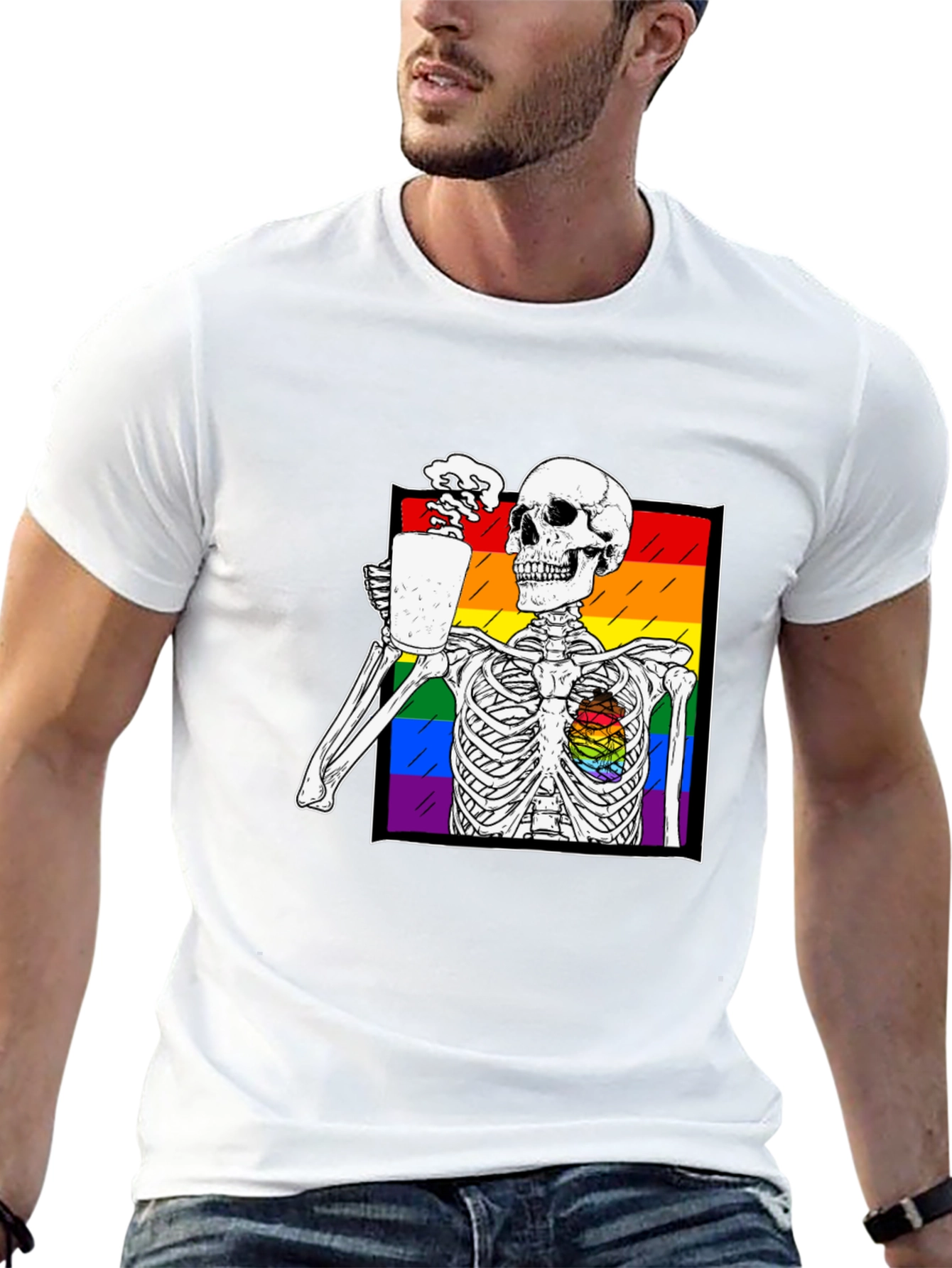 Rainbow Skeleton Coffee T-Shirt