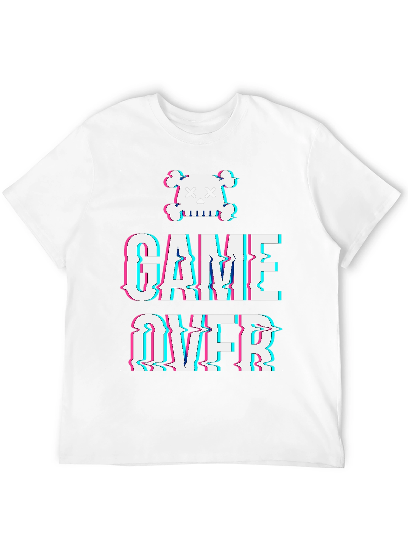Game Over Skull Graphic Tee - Black