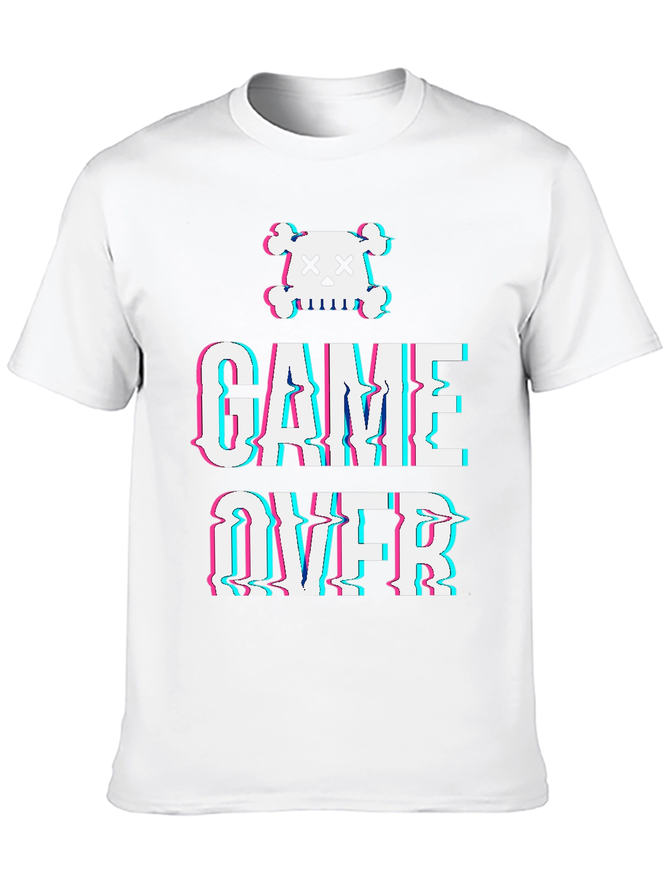 Game Over Skull Graphic Tee - Black