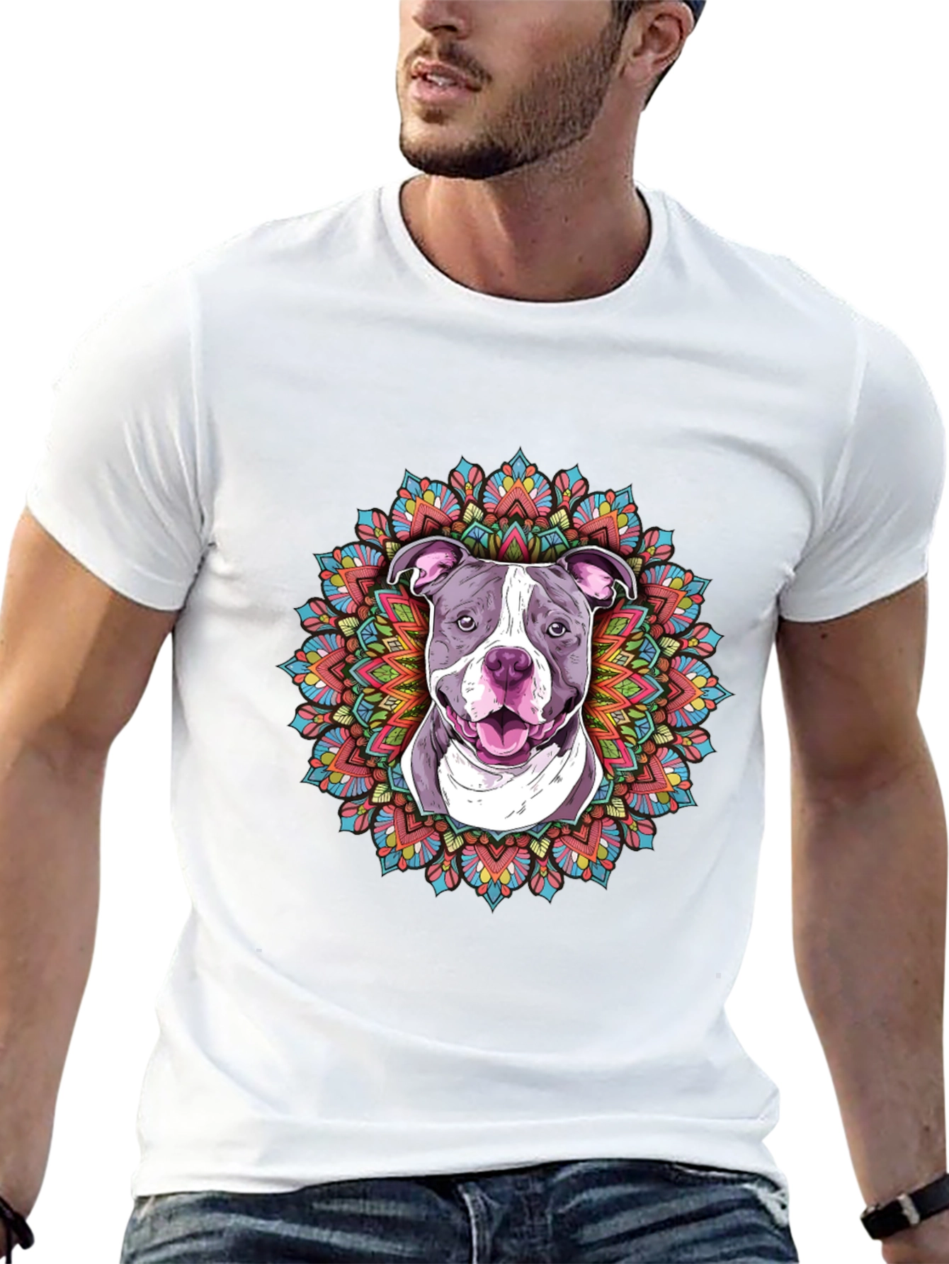 Pitbull Mandala Graphic Tee - Stylish Dog Lover Shirt