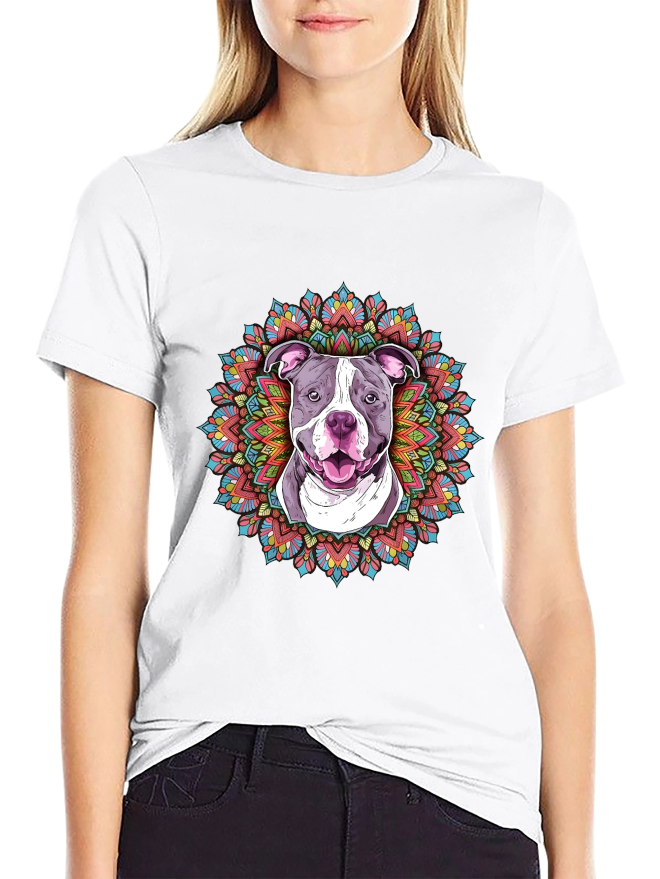 Pitbull Mandala Graphic Tee - Stylish Dog Lover Shirt