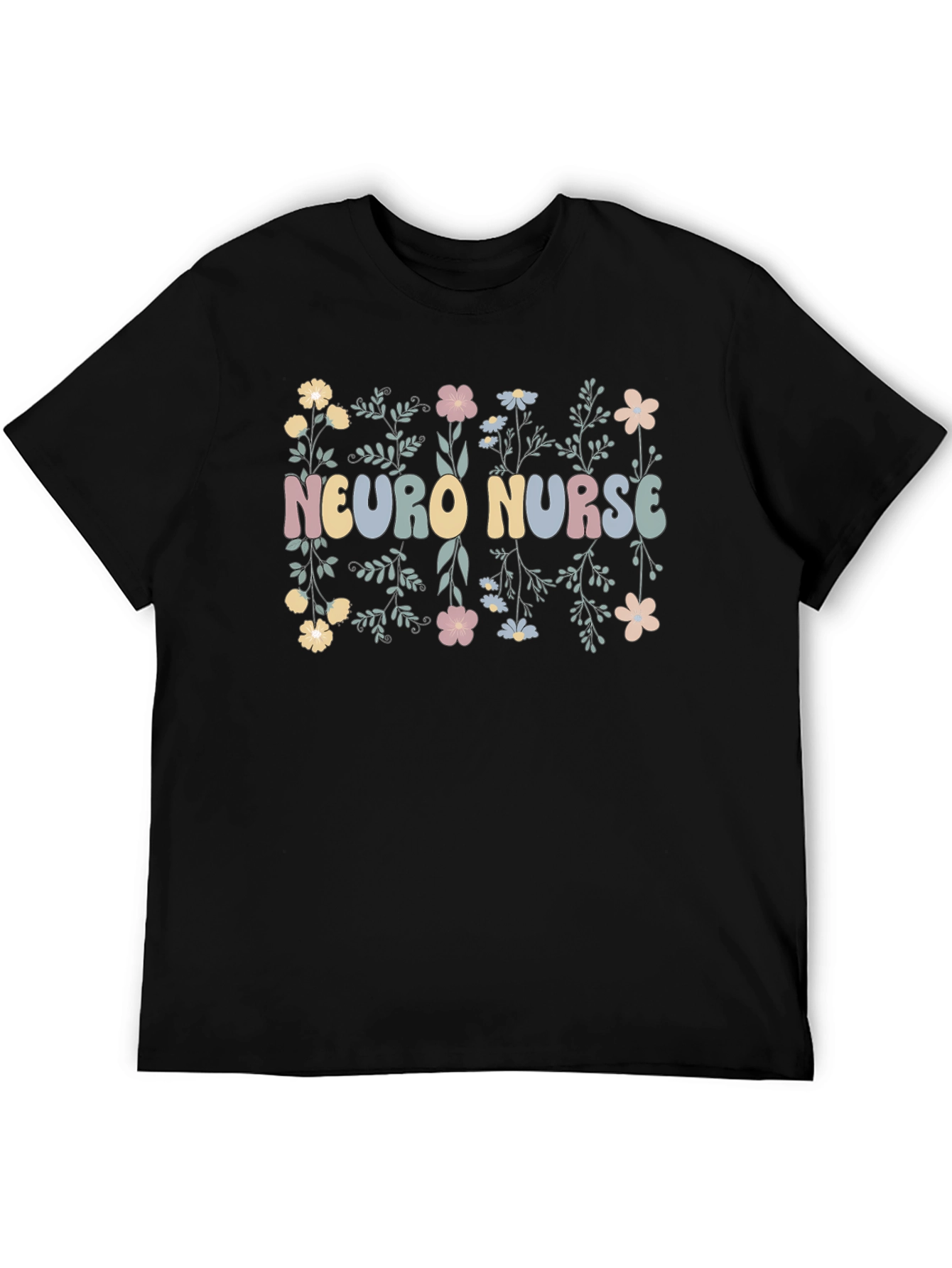Neuro Nurse Floral T-Shirt - Black Cotton Tee