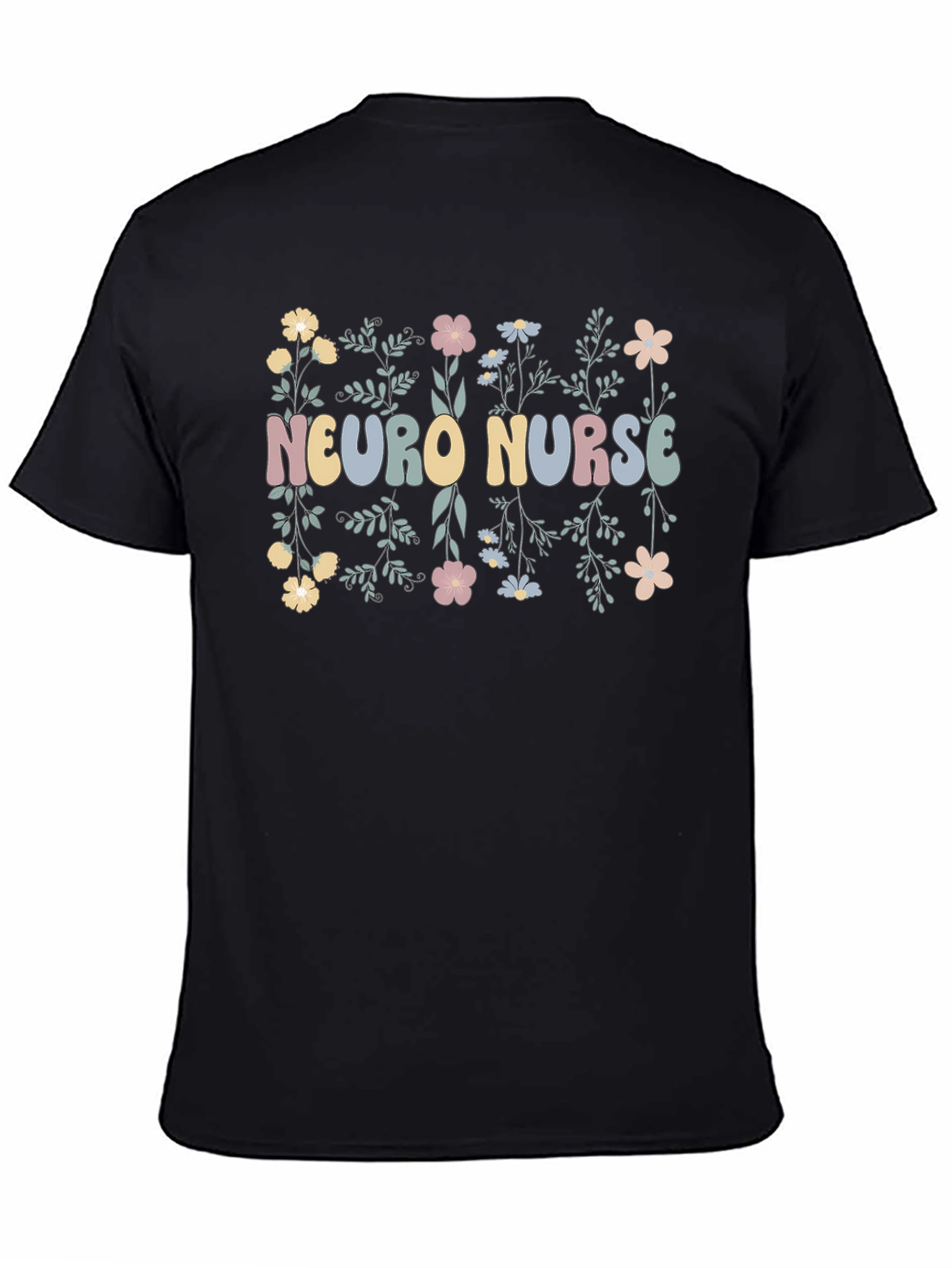Neuro Nurse Floral T-Shirt - Black Cotton Tee