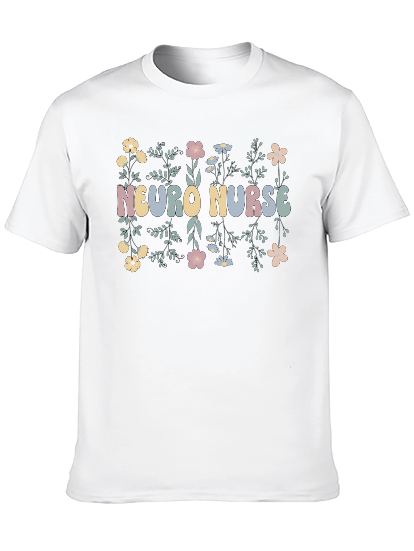 Neuro Nurse Floral T-Shirt - Black Cotton Tee