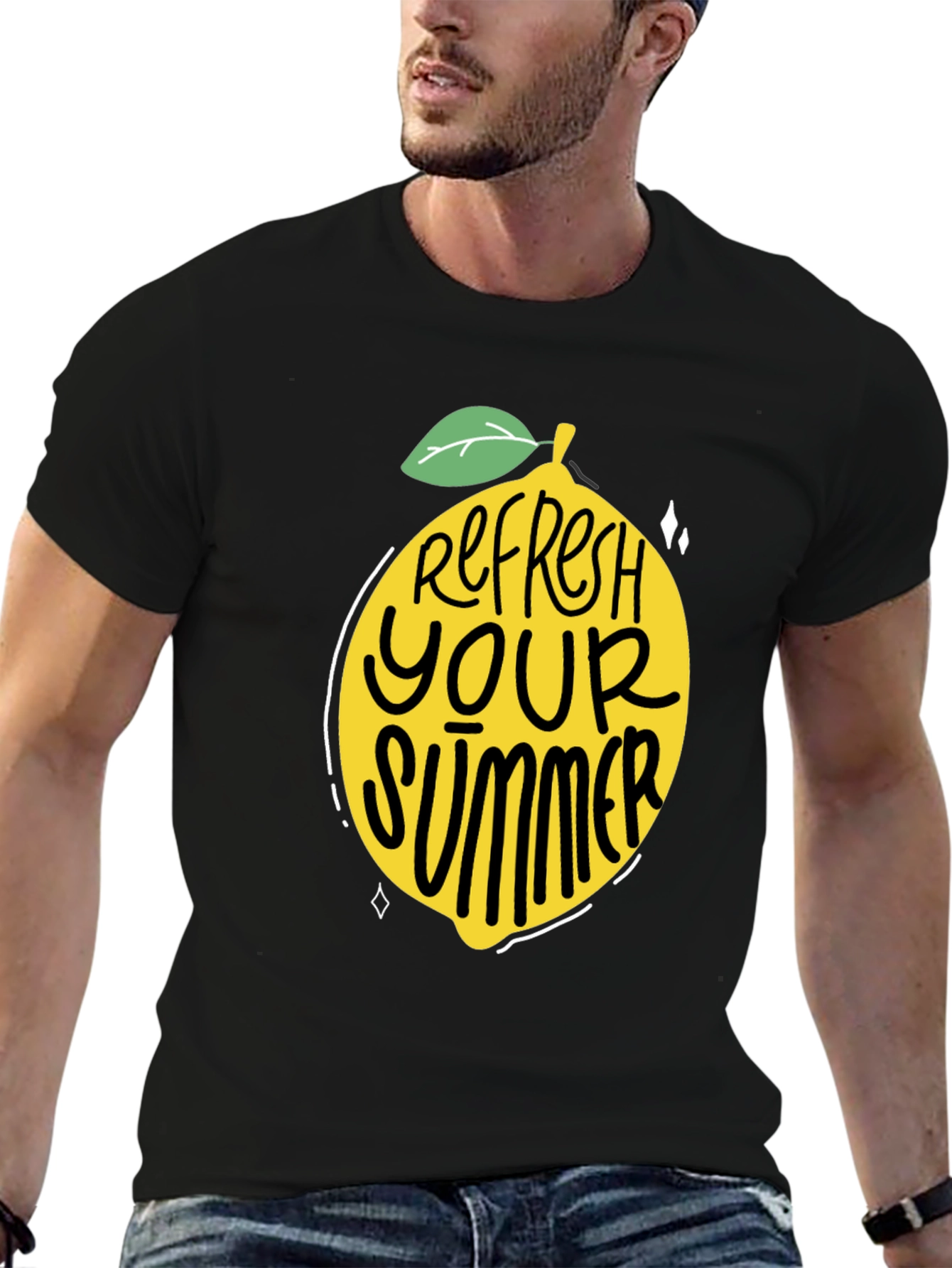 Refresh Your Summer Black Graphic Tee