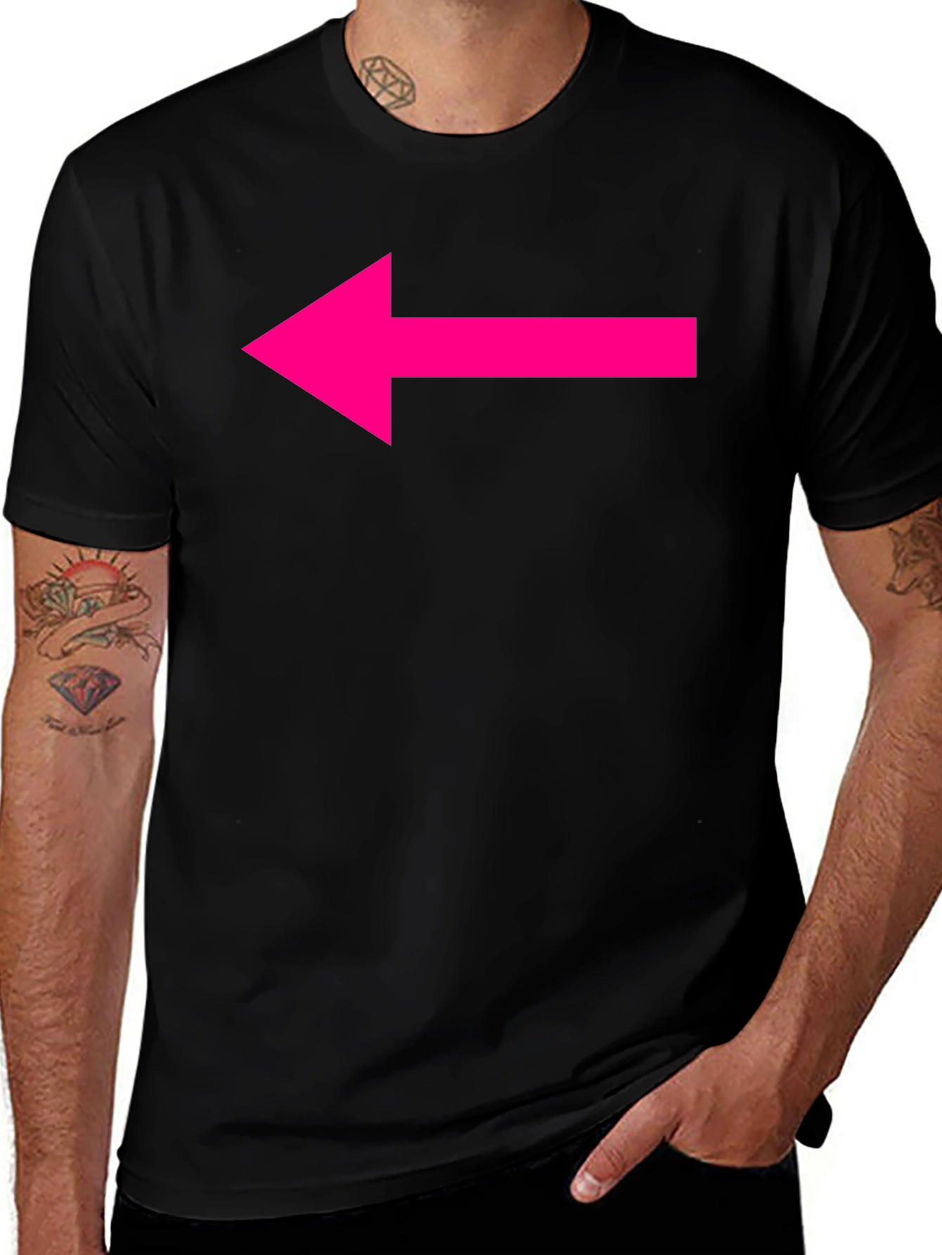 Black T-Shirt with Hot Pink Arrow Design