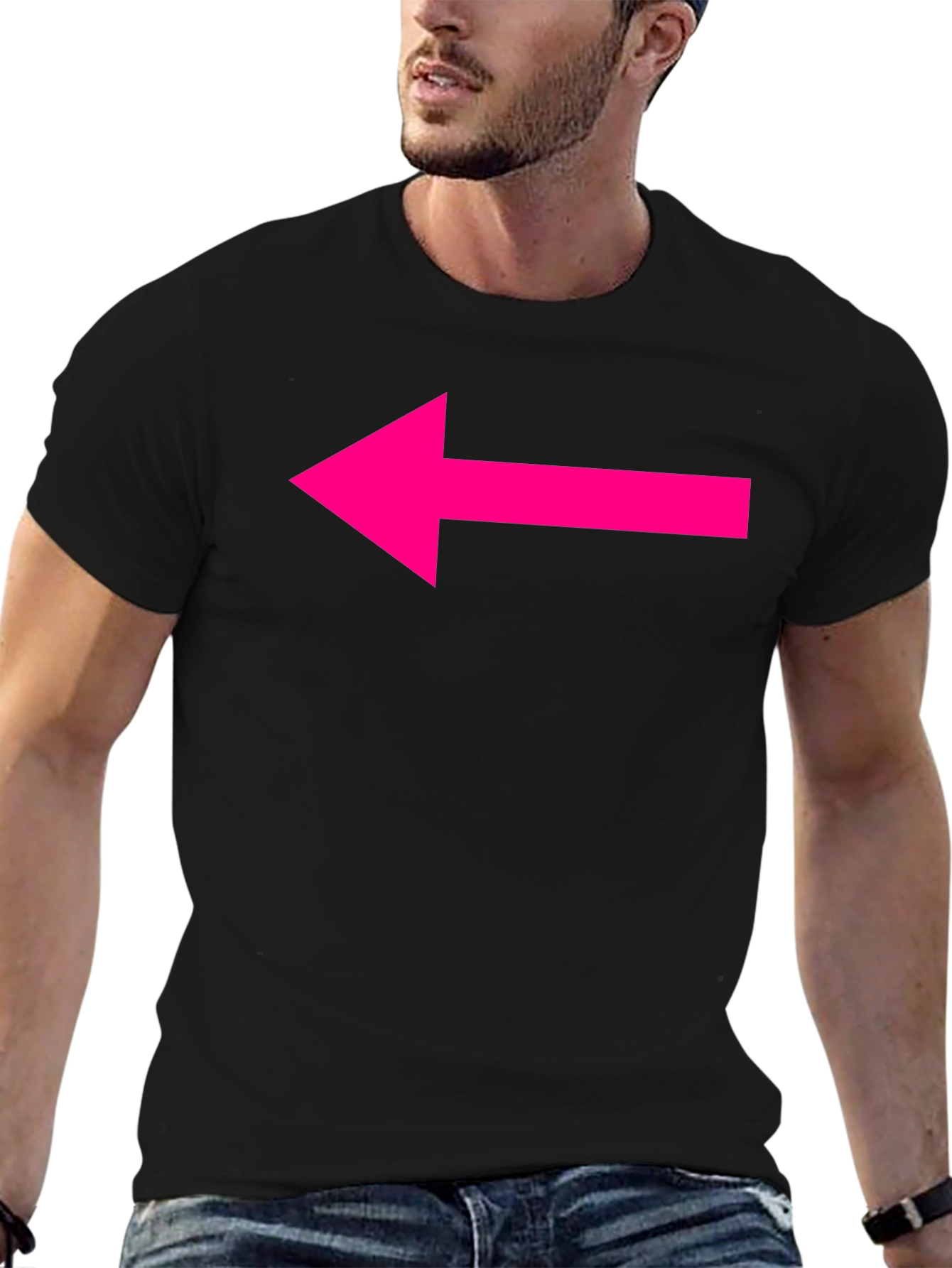 Black T-Shirt with Hot Pink Arrow Design