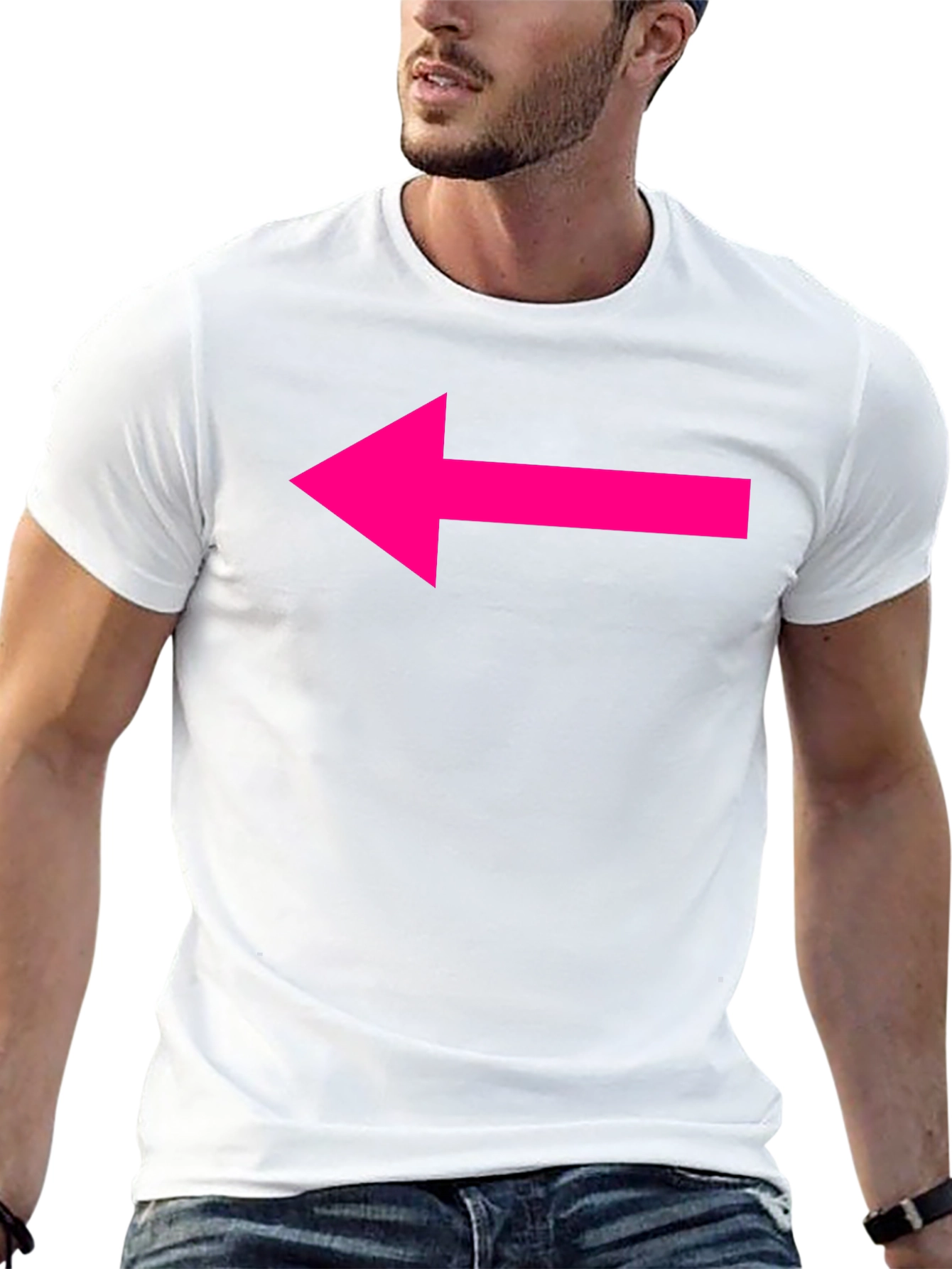 Black T-Shirt with Hot Pink Arrow Design