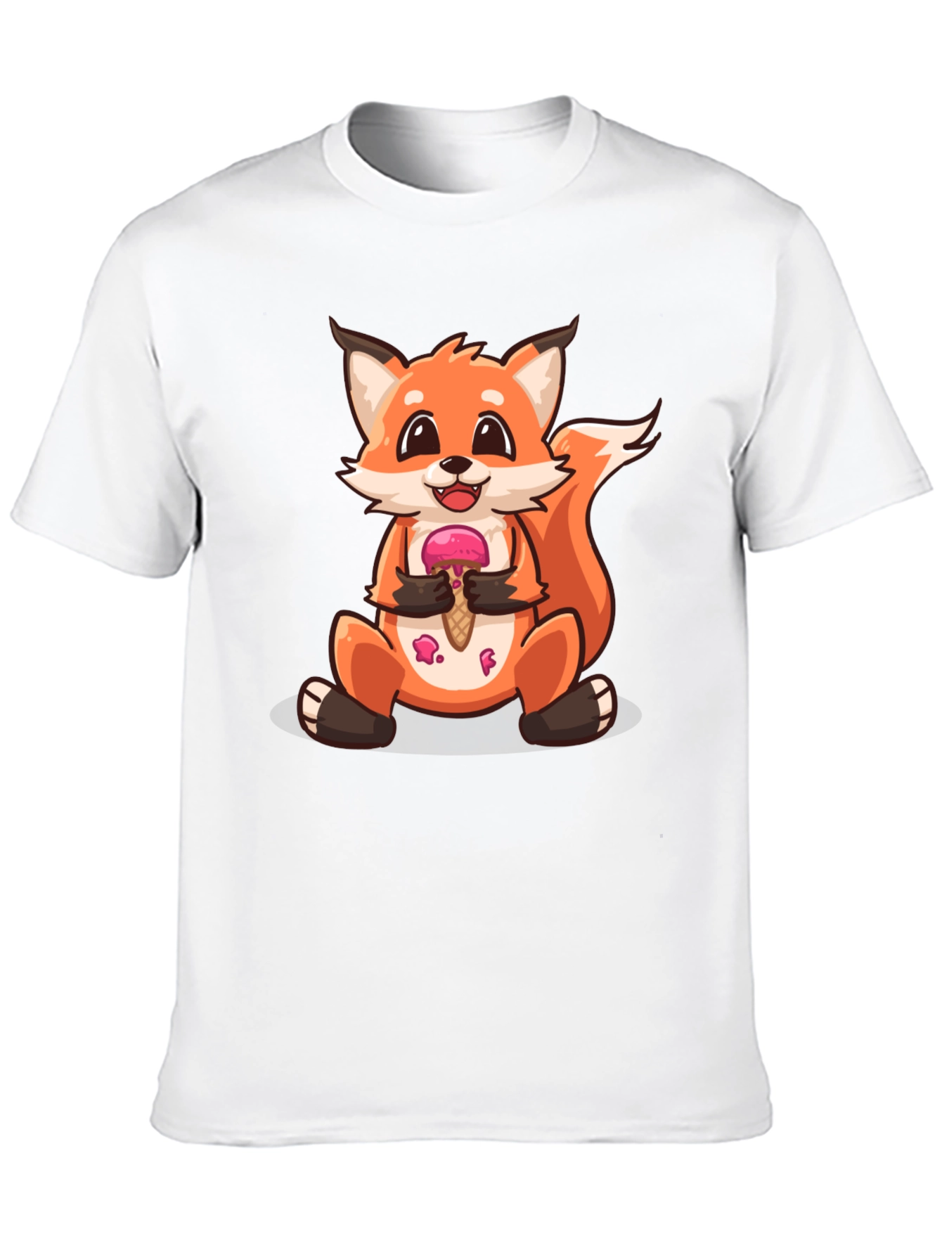 Cute Fox Eating Ice Cream Graphic T-Shirt