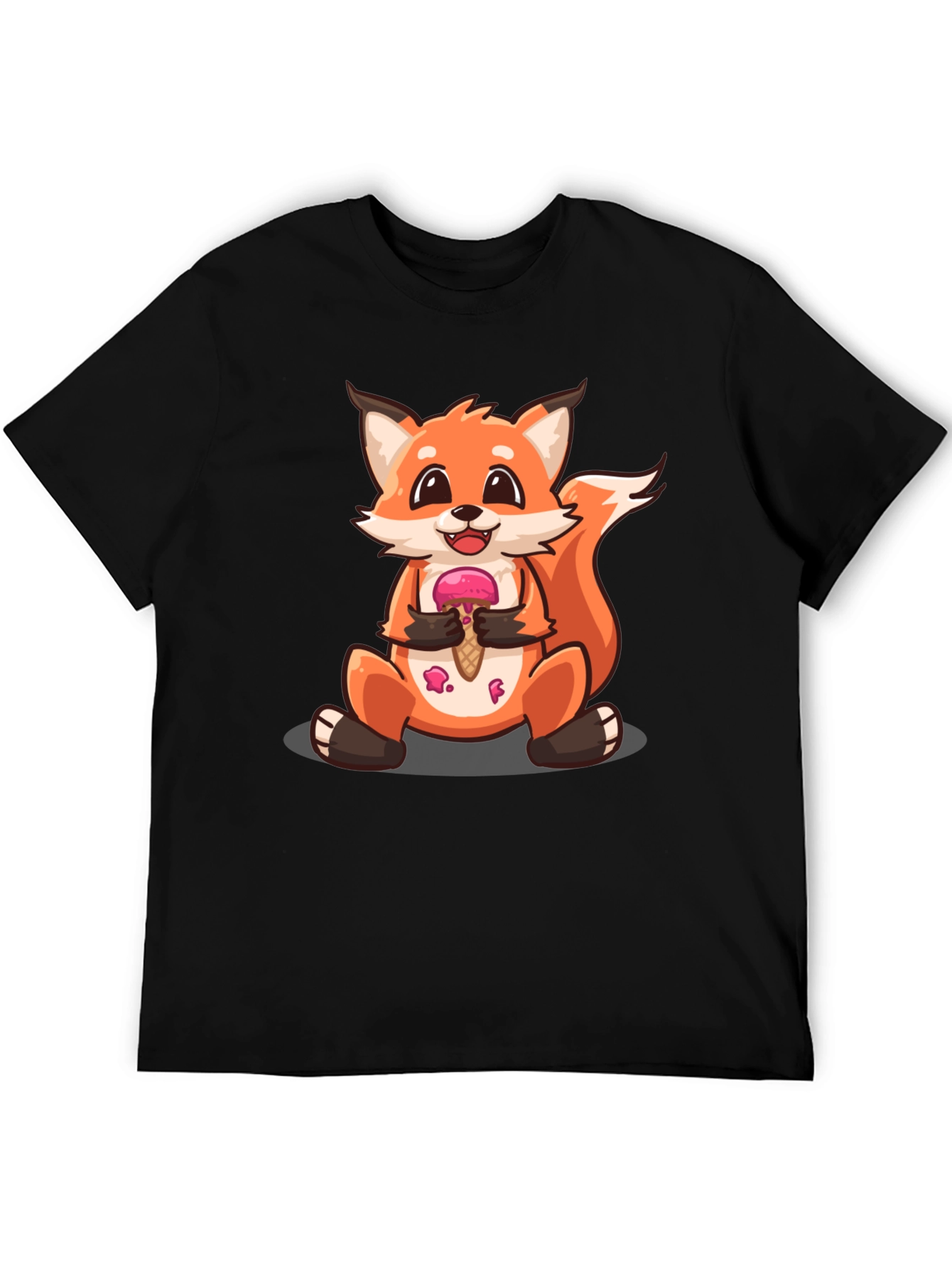 Cute Fox Eating Ice Cream Graphic T-Shirt
