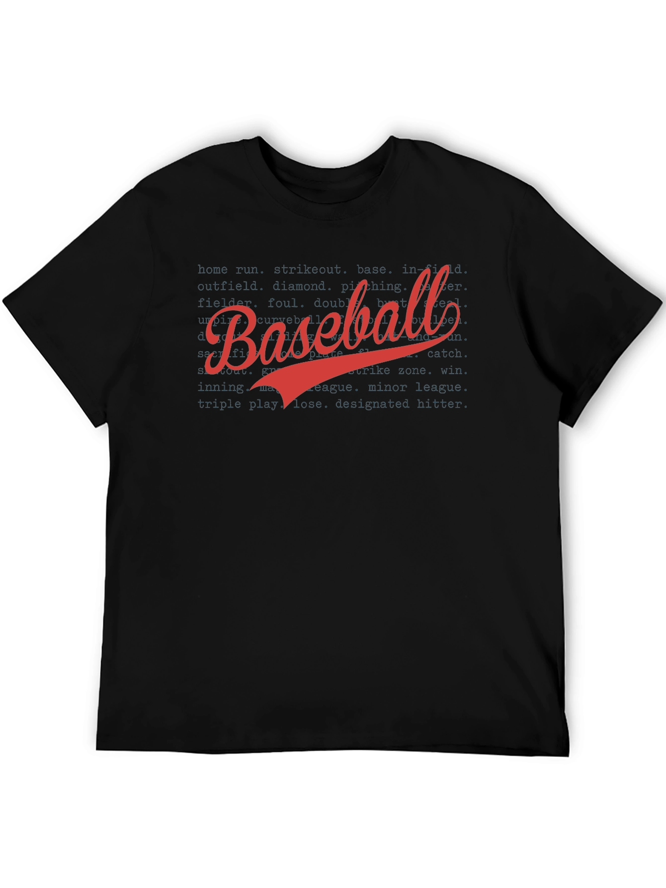 Baseball T-Shirt - Black Cotton Graphic Tee
