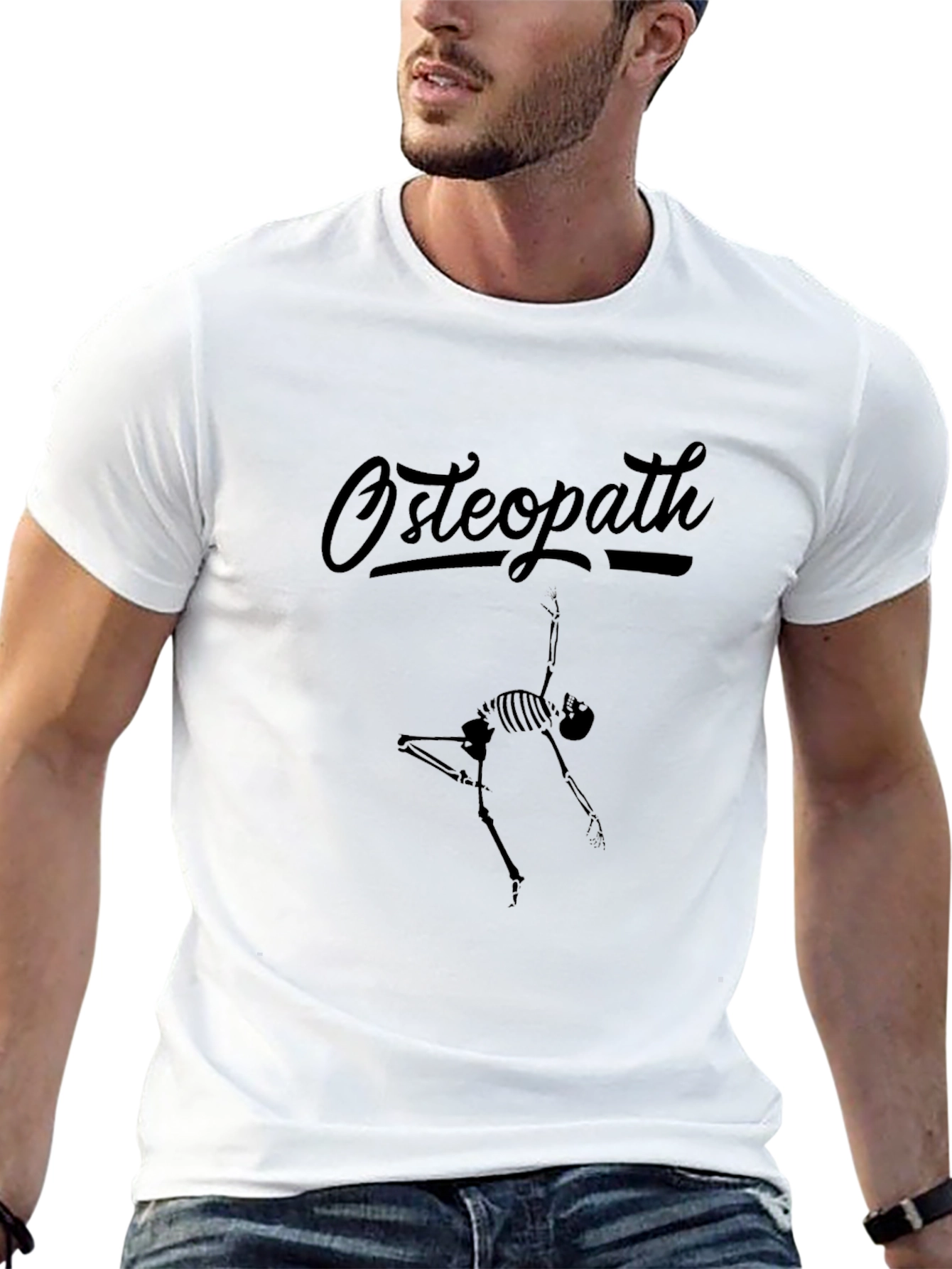 Osteopath Skeleton Graphic Tee - Black Crew Neck T-Shirt