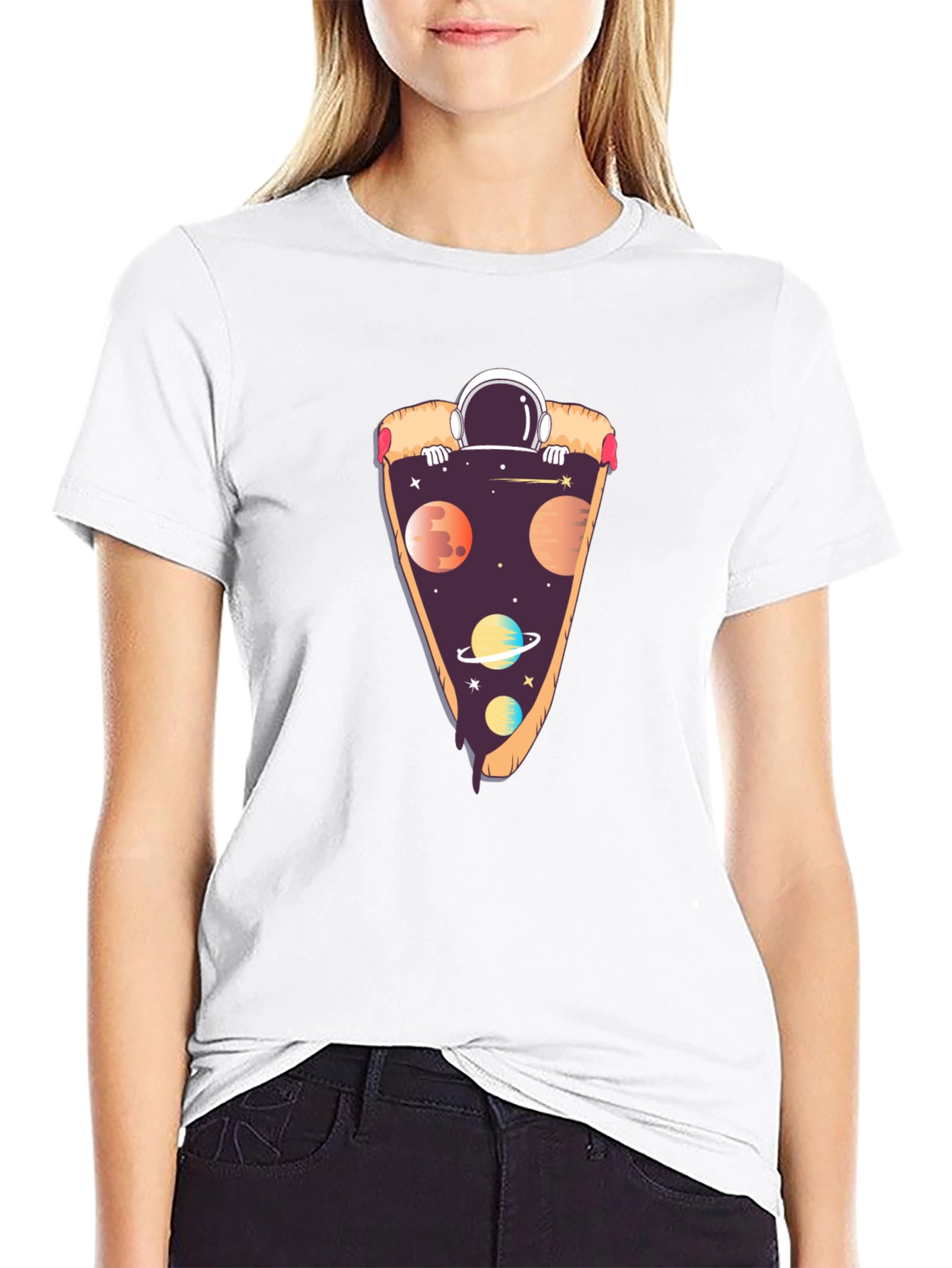 Space Pizza T-Shirt - Astronaut Galaxy Slice Tee