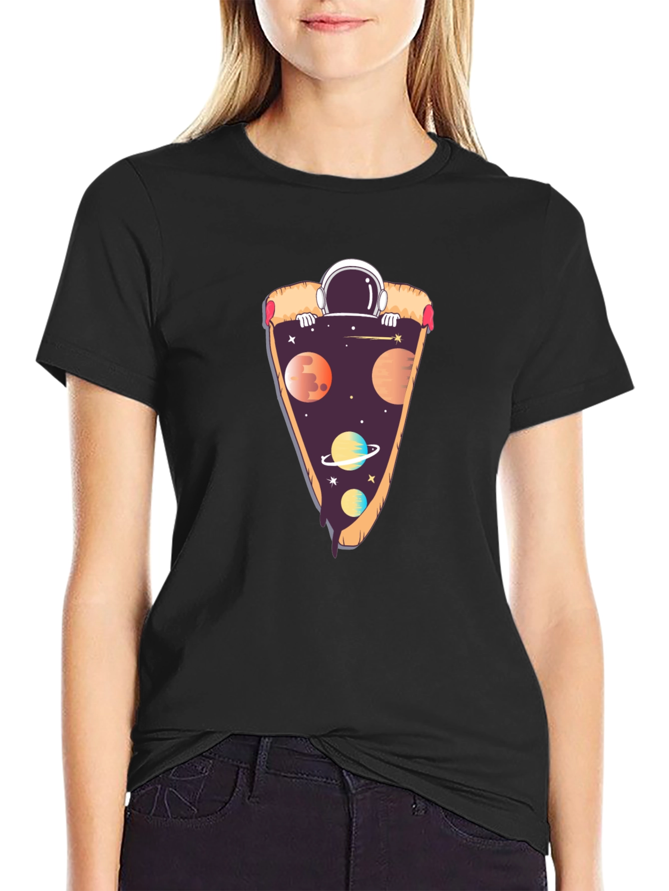 Space Pizza T-Shirt - Astronaut Galaxy Slice Tee