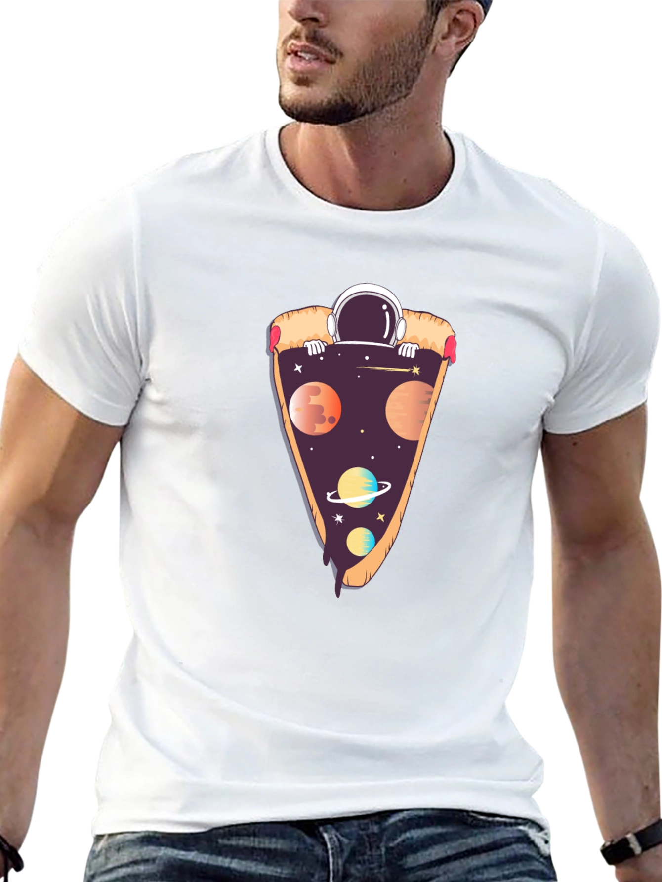 Space Pizza T-Shirt - Astronaut Galaxy Slice Tee