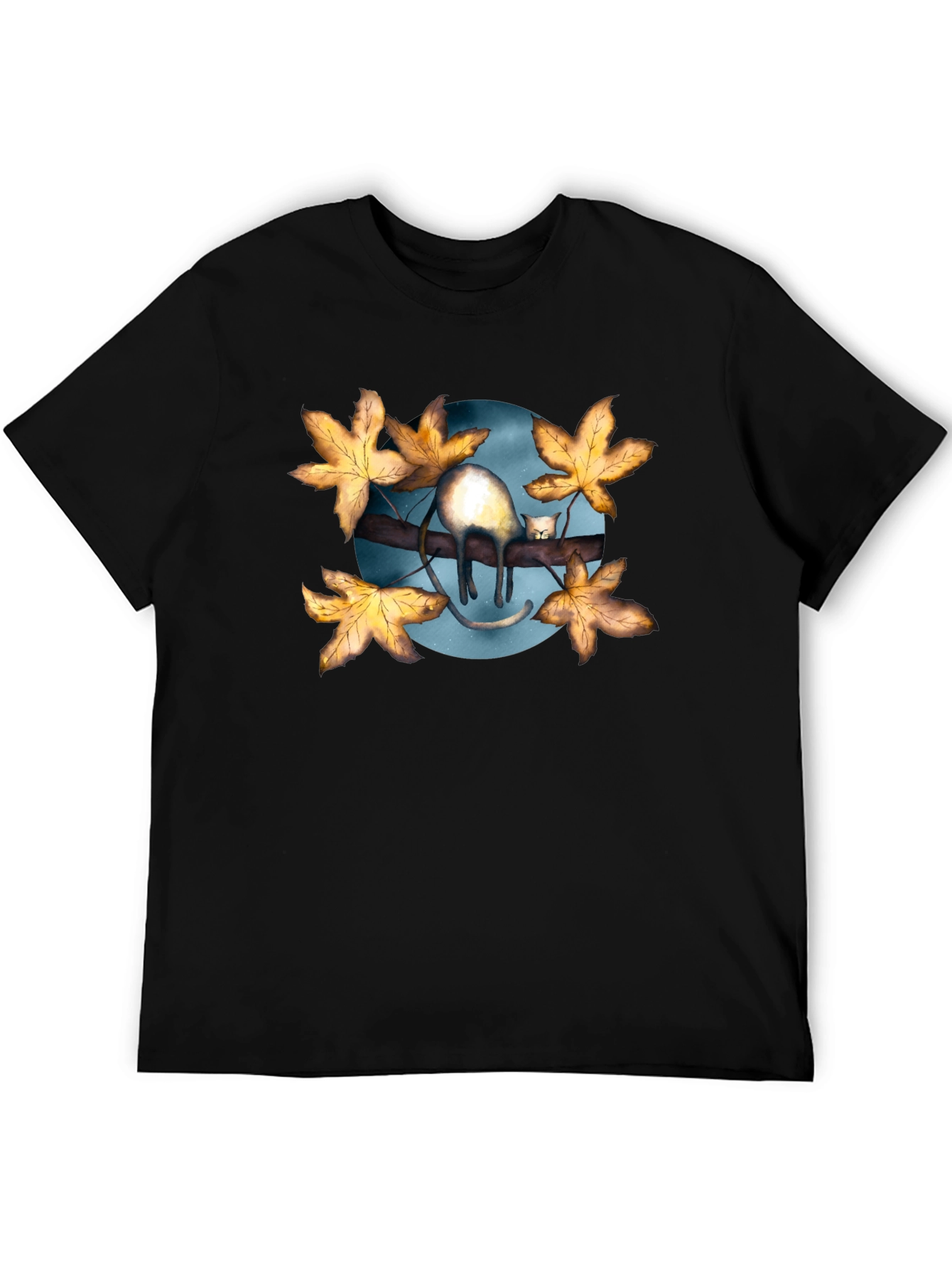 Cat on Branch T-Shirt - Unique Graphic Tee