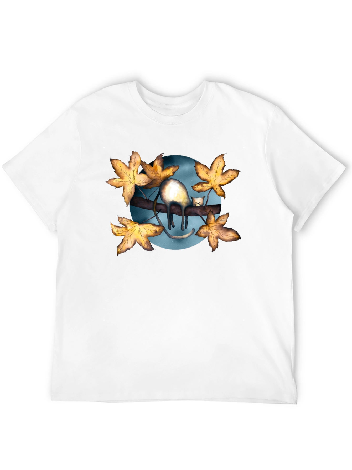 Cat on Branch T-Shirt - Unique Graphic Tee