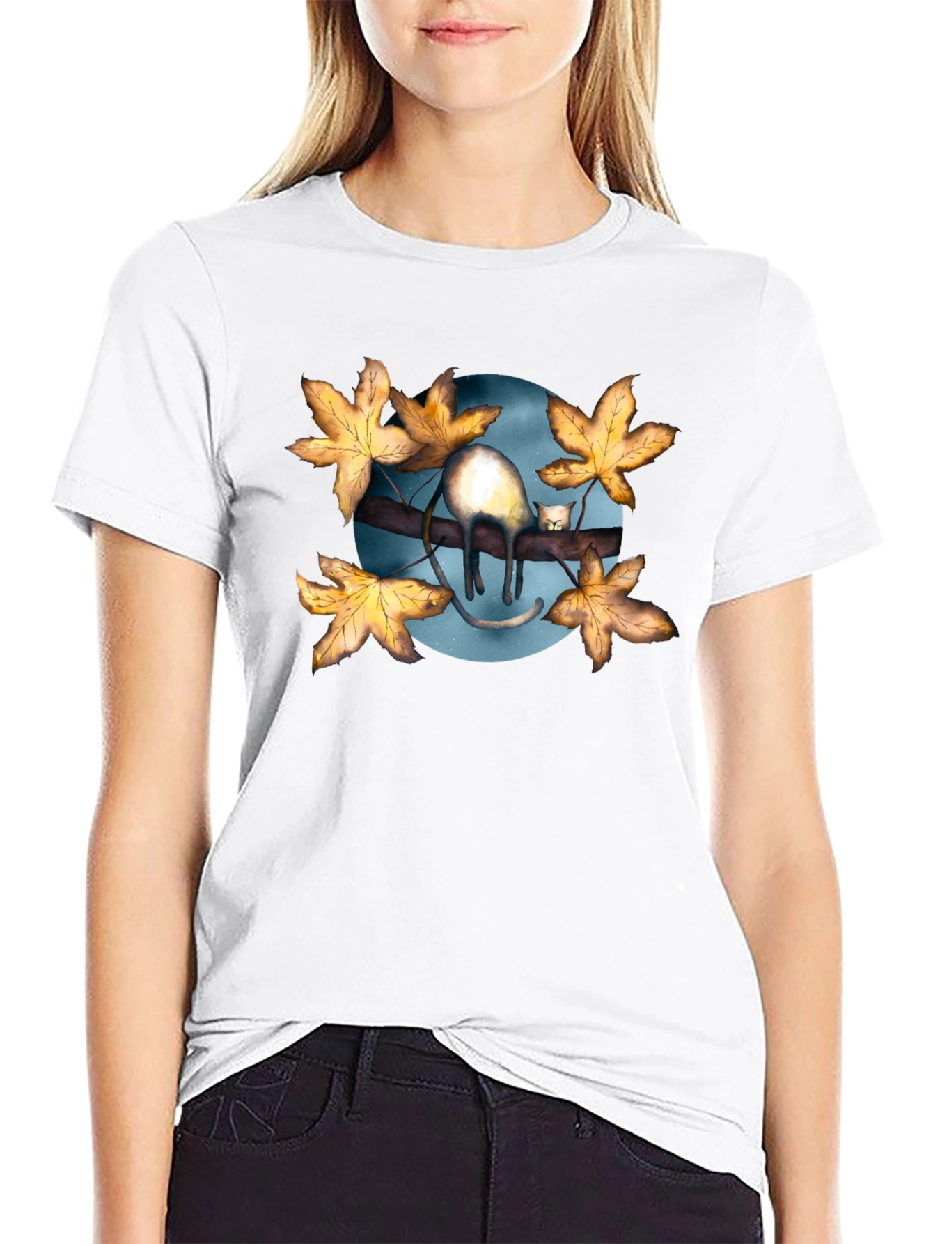 Cat on Branch T-Shirt - Unique Graphic Tee