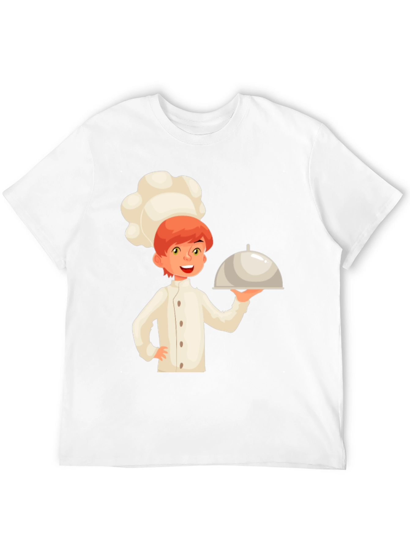 Chef Cartoon Graphic Tee - Black Cotton Casual T-Shirt