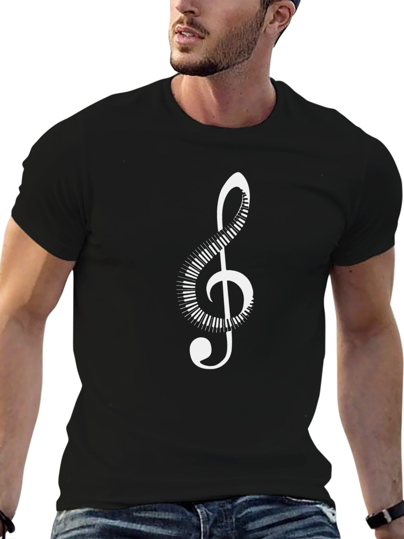 Musical Note Graphic Tee - Black Cotton Comfort