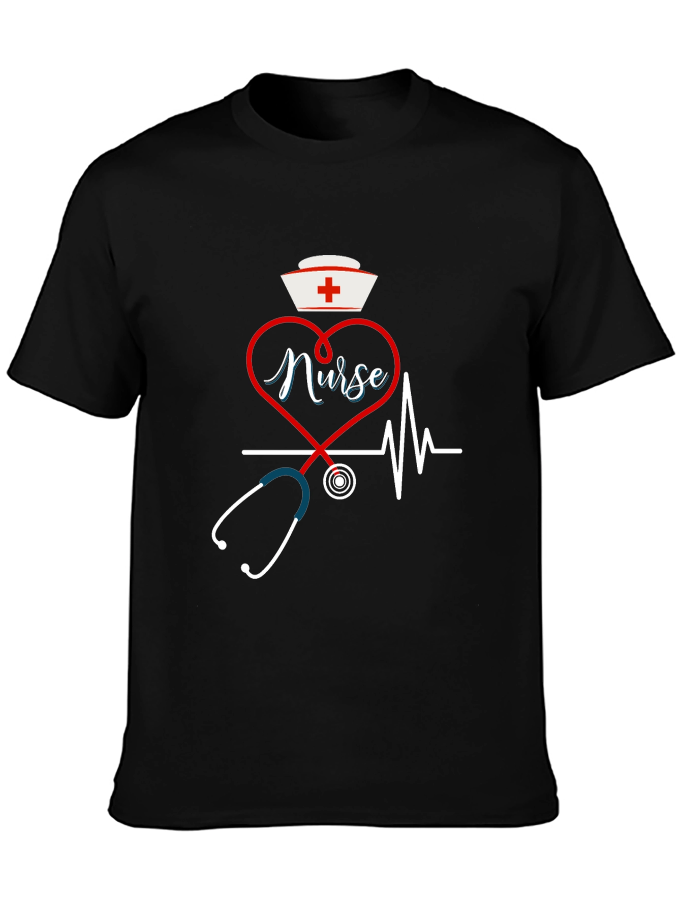 Nurse Heartbeat Stethoscope Graphic T-Shirt