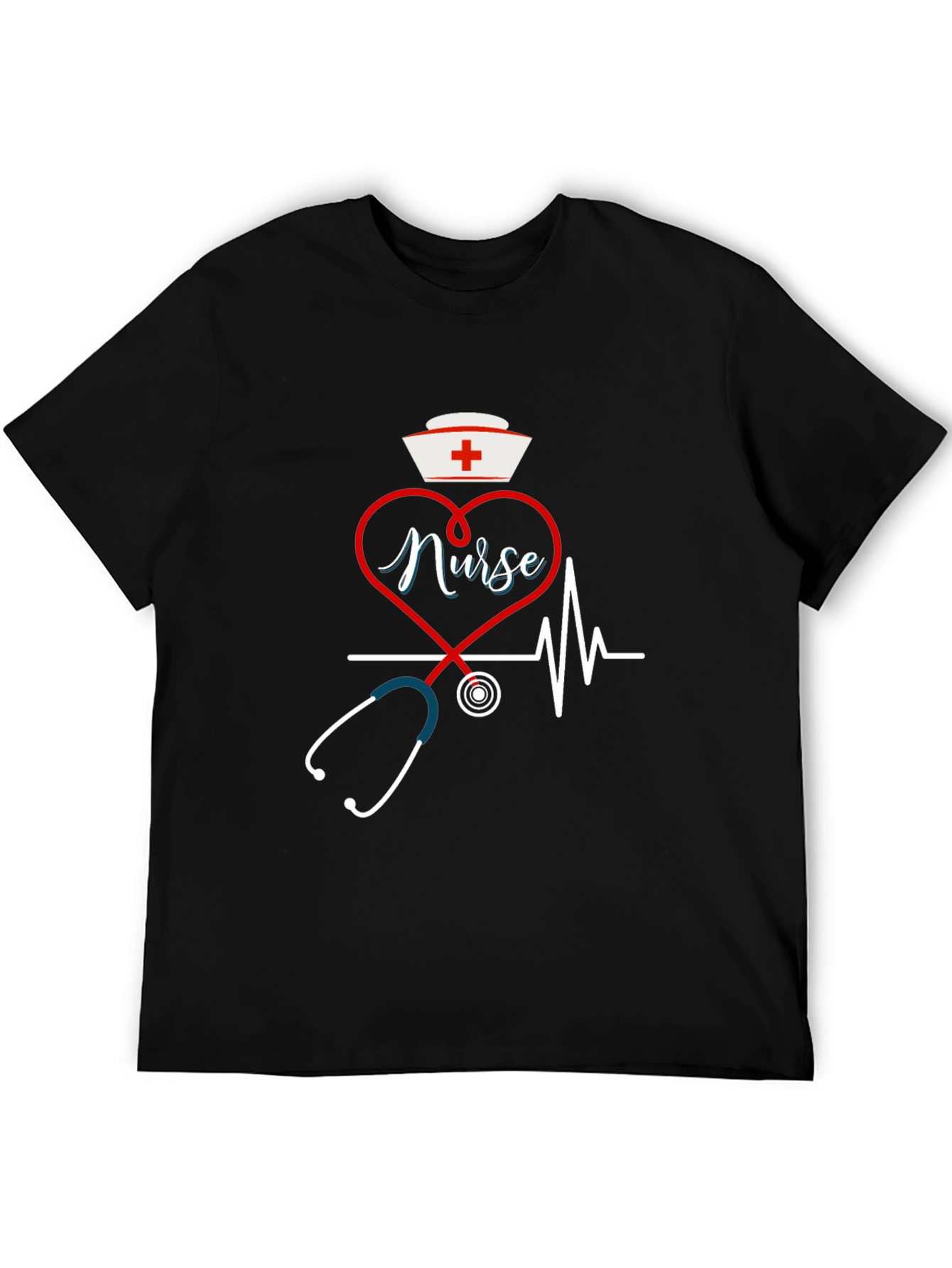 Nurse Heartbeat Stethoscope Graphic T-Shirt