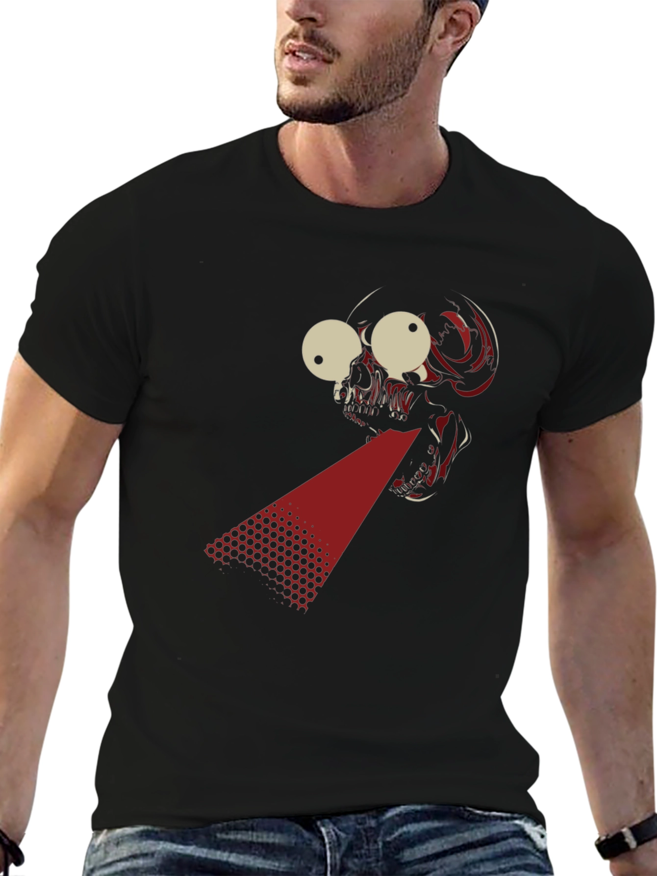Laser Skull Graphic T-Shirt - Bold Black Tee