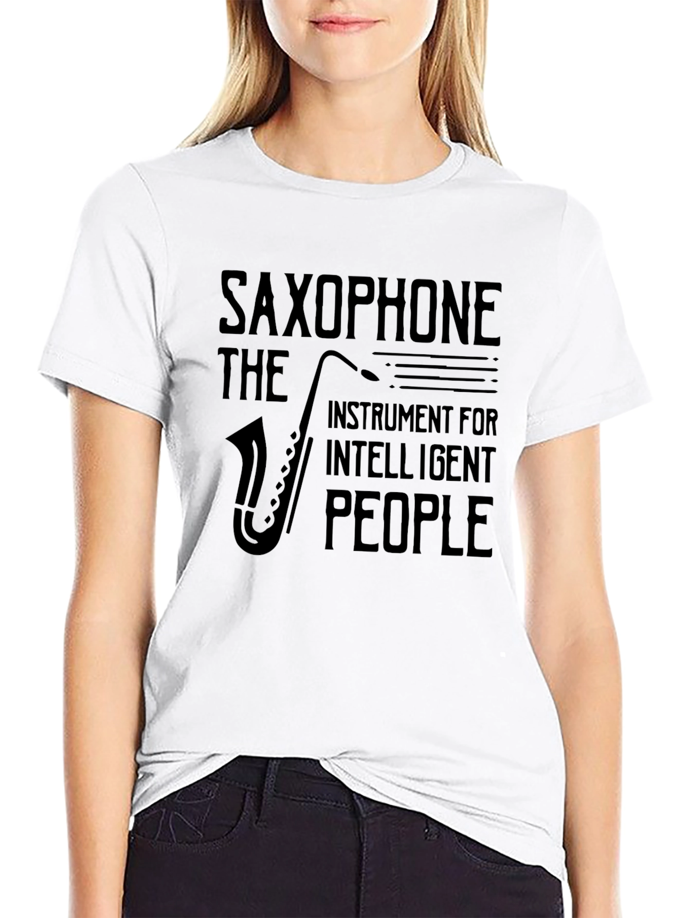 Saxophone Intelligent People Graphic Tee - Black